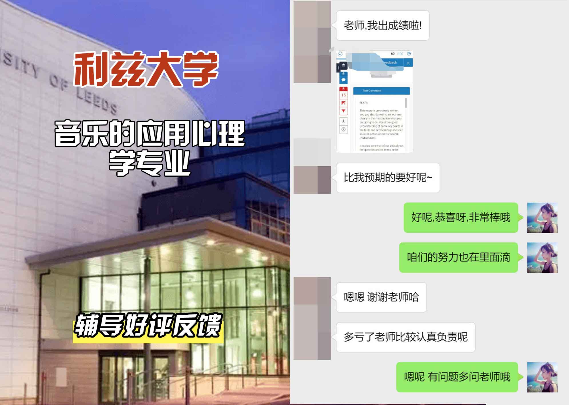利兹大学leeds音乐应用心理学辅导好评反馈
