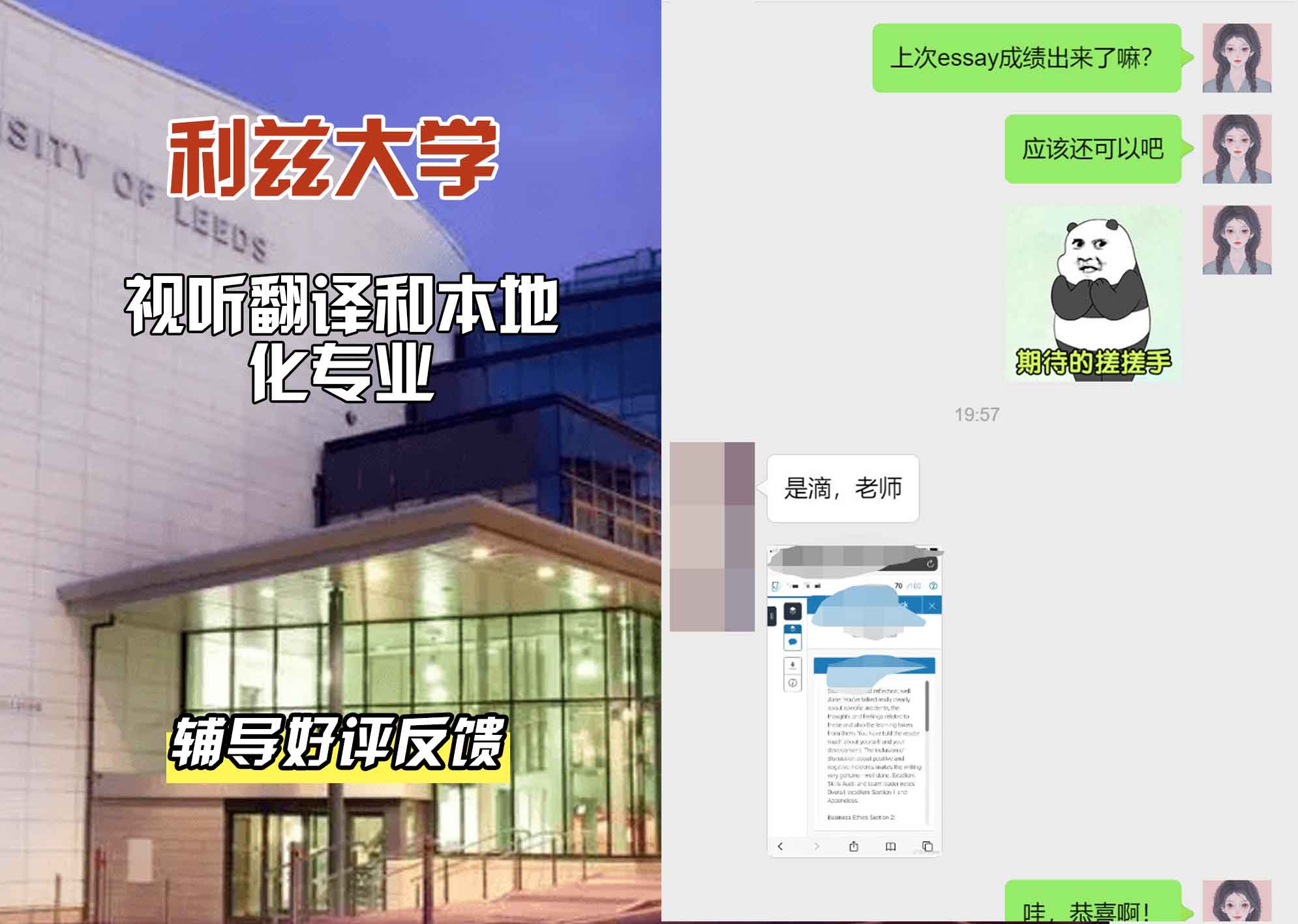 利兹大学leeds视听翻译和本地化辅导好评反馈