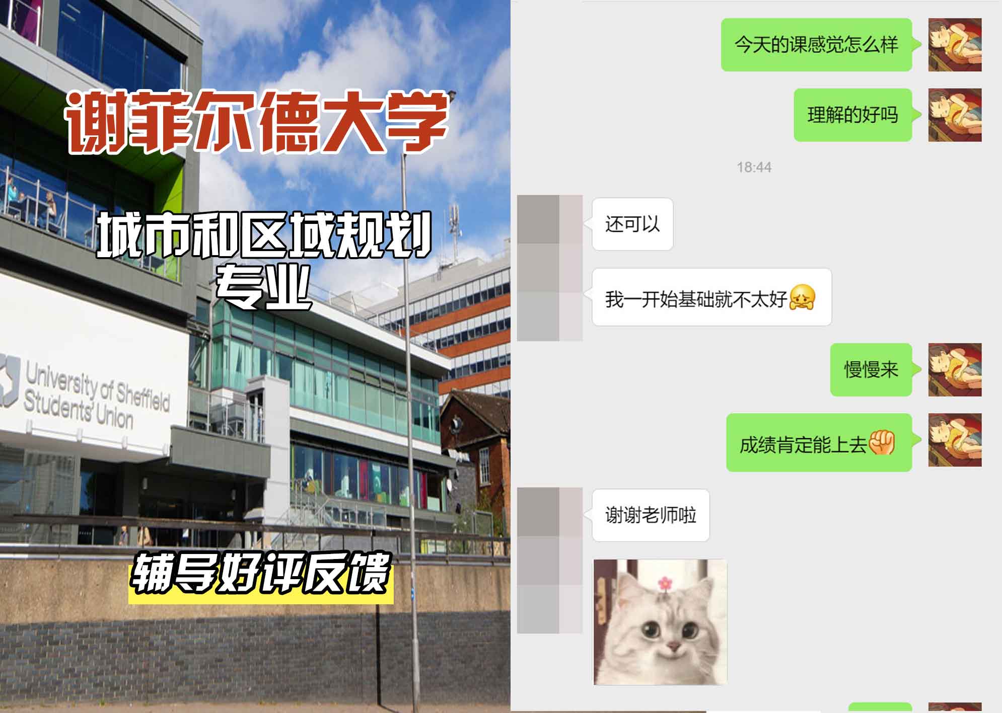 谢菲尔德大学谢大城市和区域规划辅导好评反馈