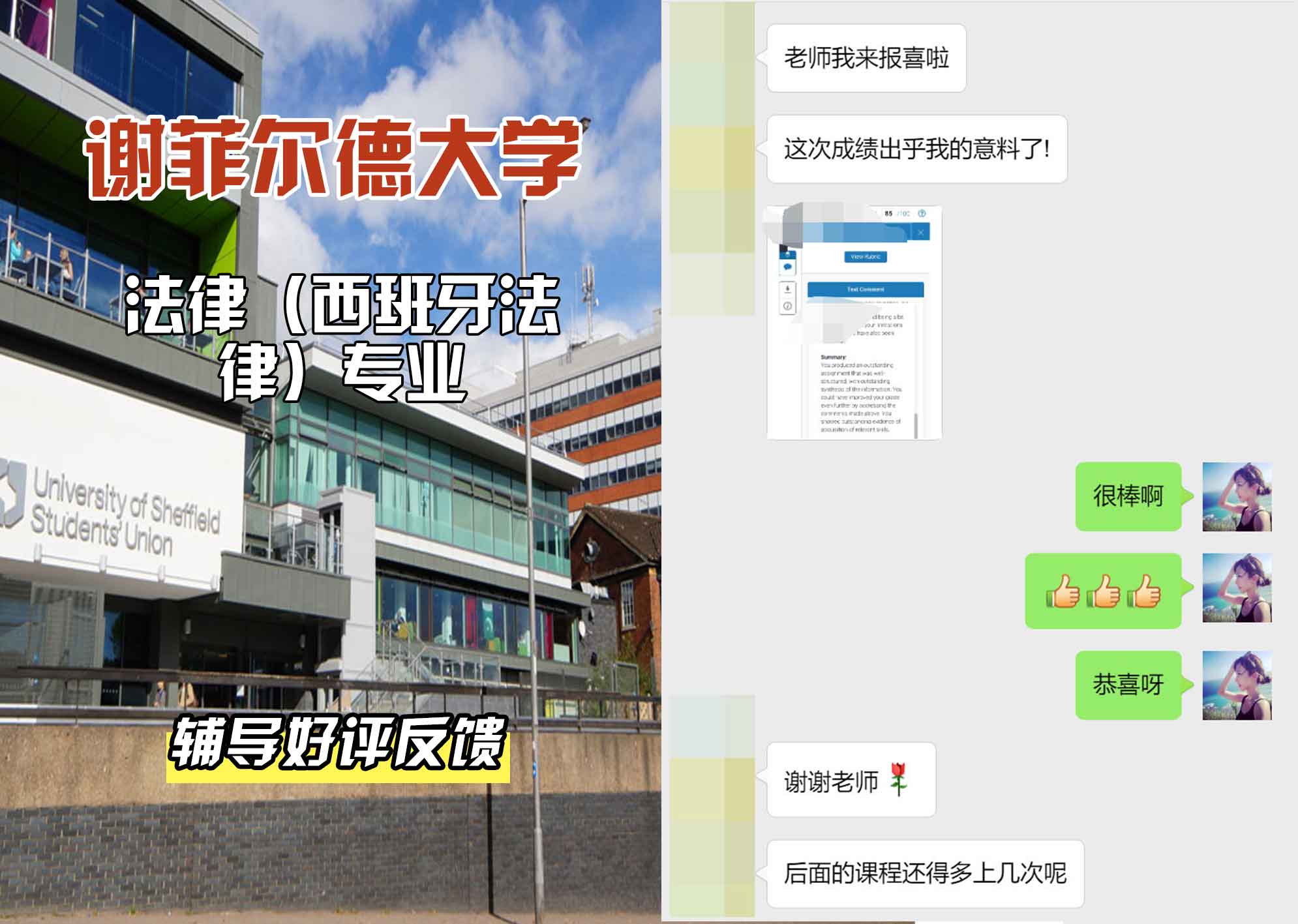 谢菲尔德大学谢大法律（西班牙法律）辅导好评反馈