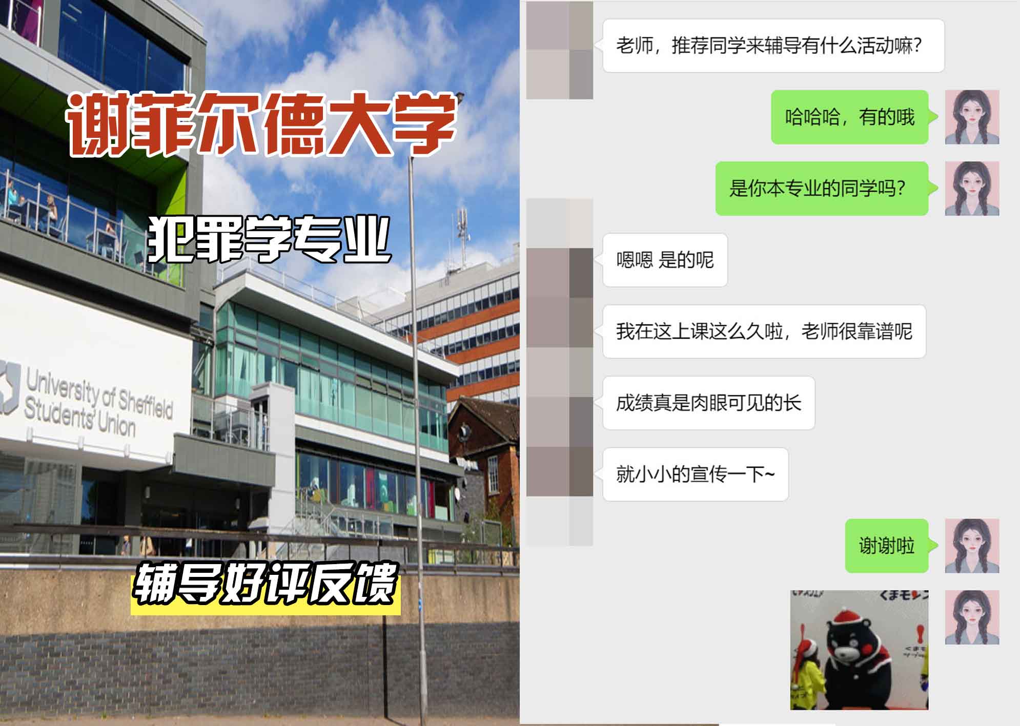 谢菲尔德大学谢大犯罪学辅导好评反馈