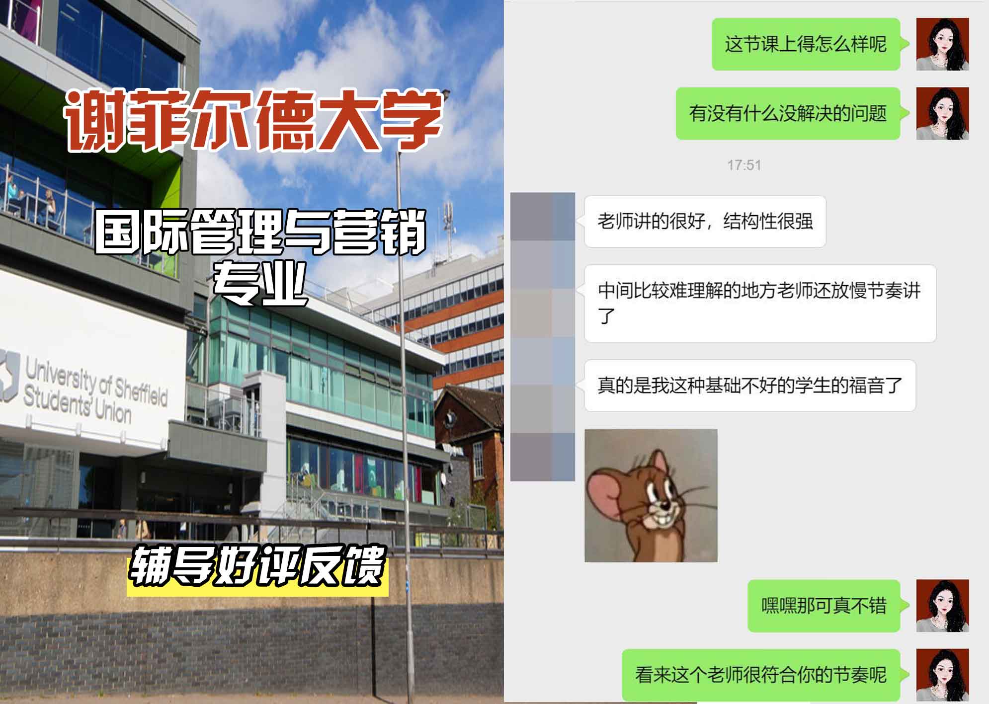 谢菲尔德大学谢大国际管理与营销辅导好评反馈