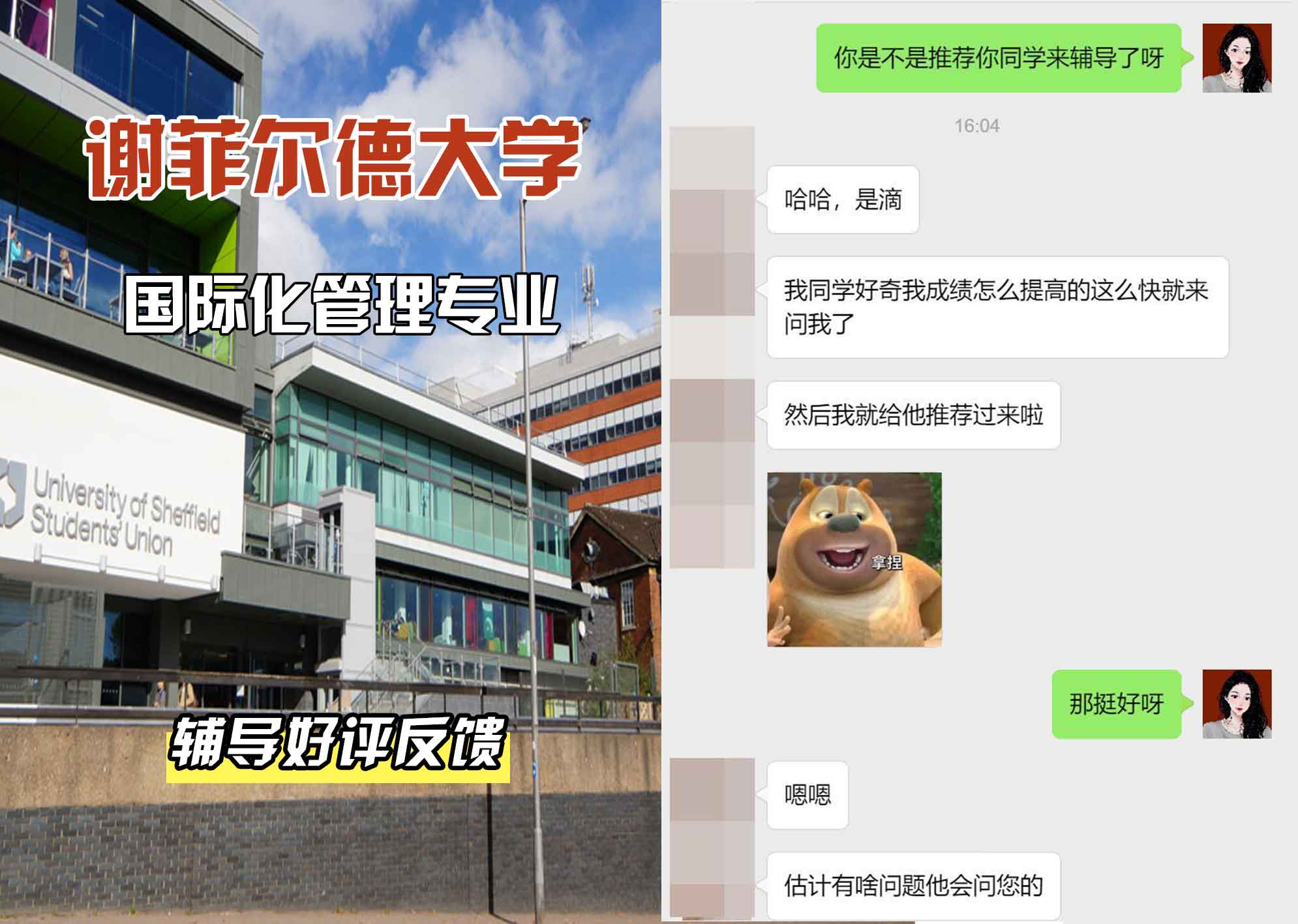谢菲尔德大学谢大国际化管理辅导好评反馈