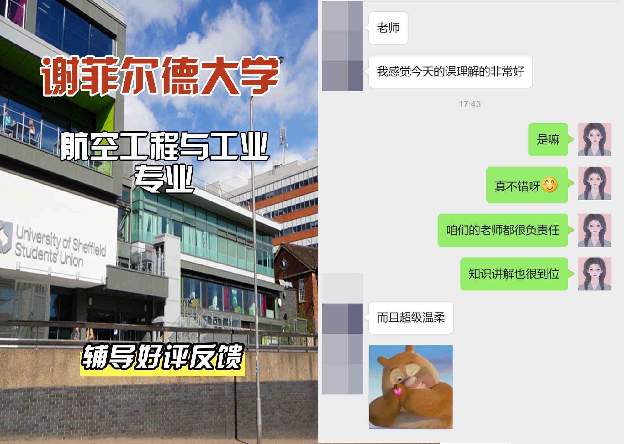 谢菲尔德大学谢大航空工程与工业辅导好评反馈