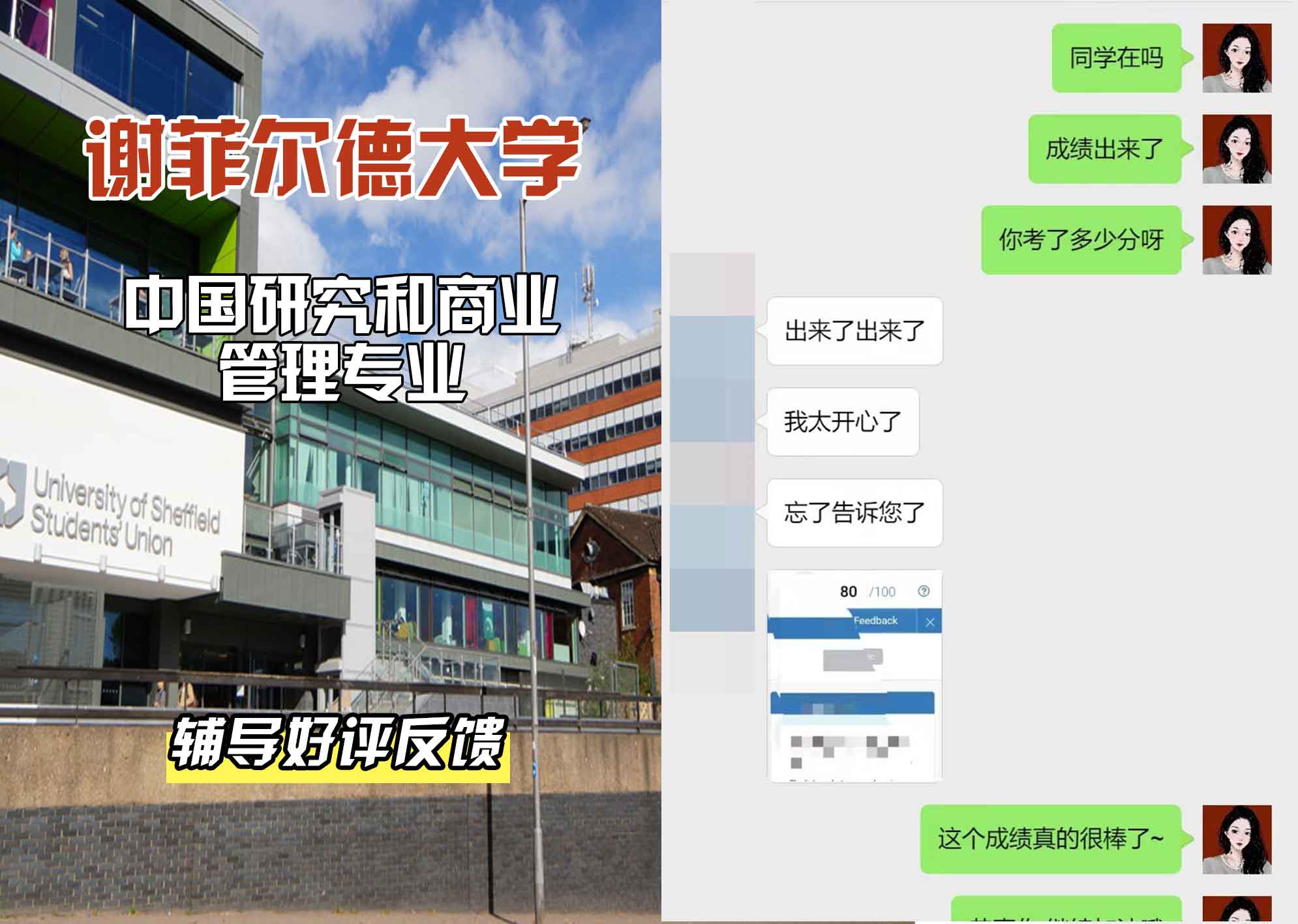 谢菲尔德大学谢大中国研究和商业管理辅导好评反馈
