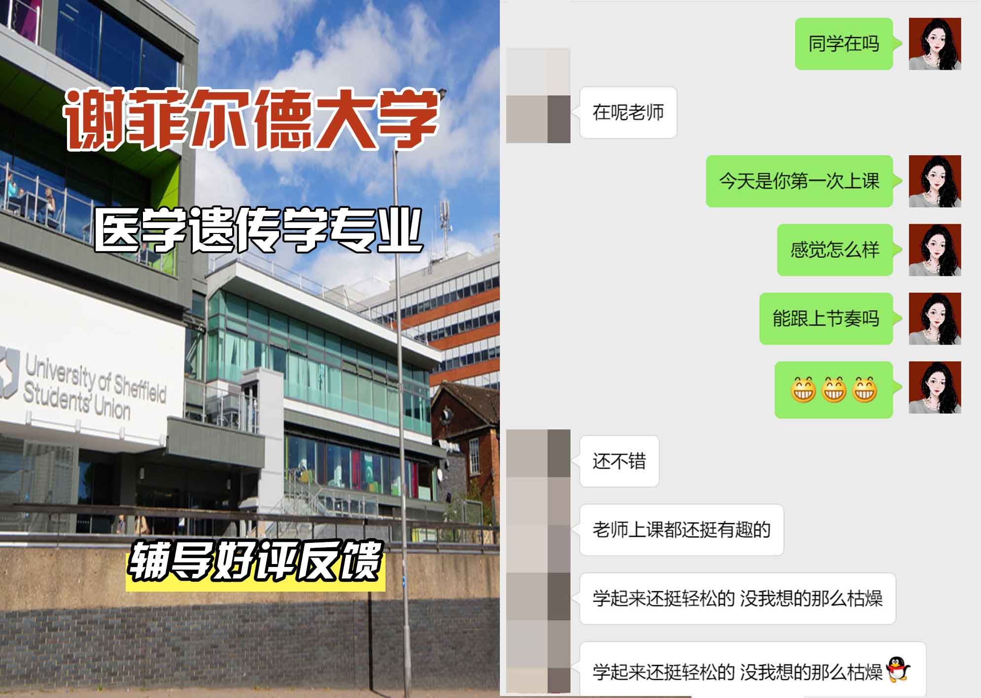 谢菲尔德大学谢大医学遗传学辅导好评反馈