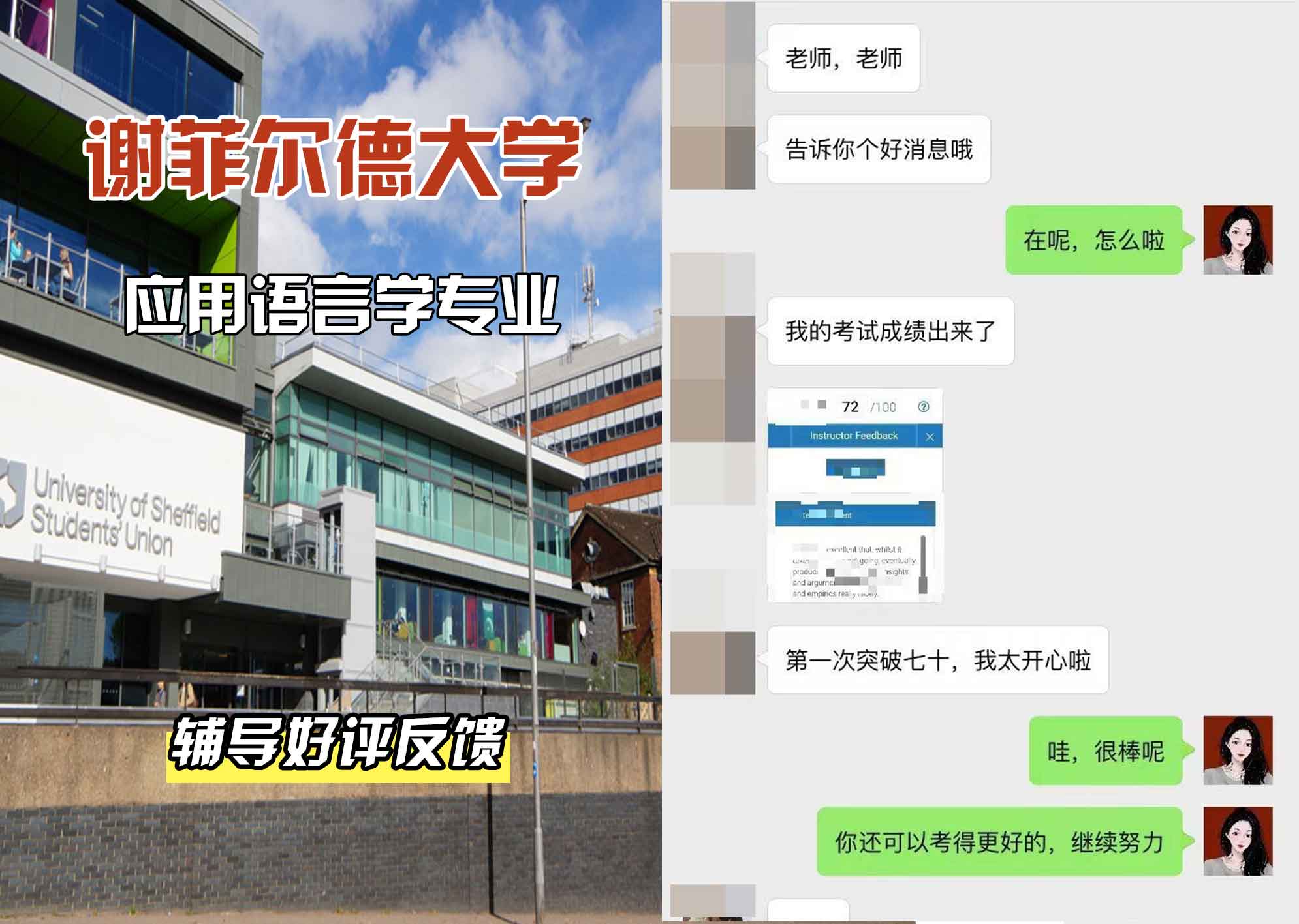 谢菲尔德大学谢大应用语言学辅导好评反馈