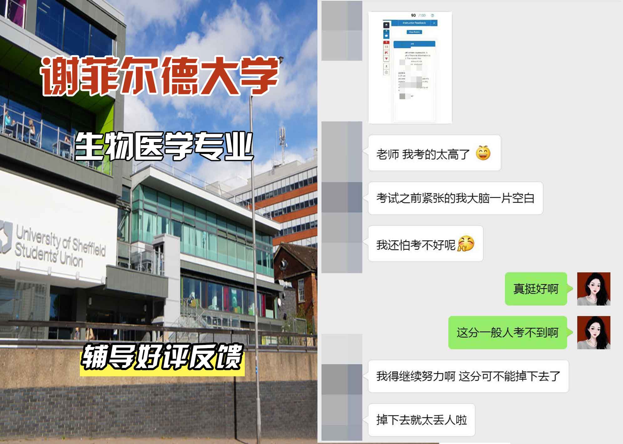 谢菲尔德大学谢大生物医学辅导好评反馈