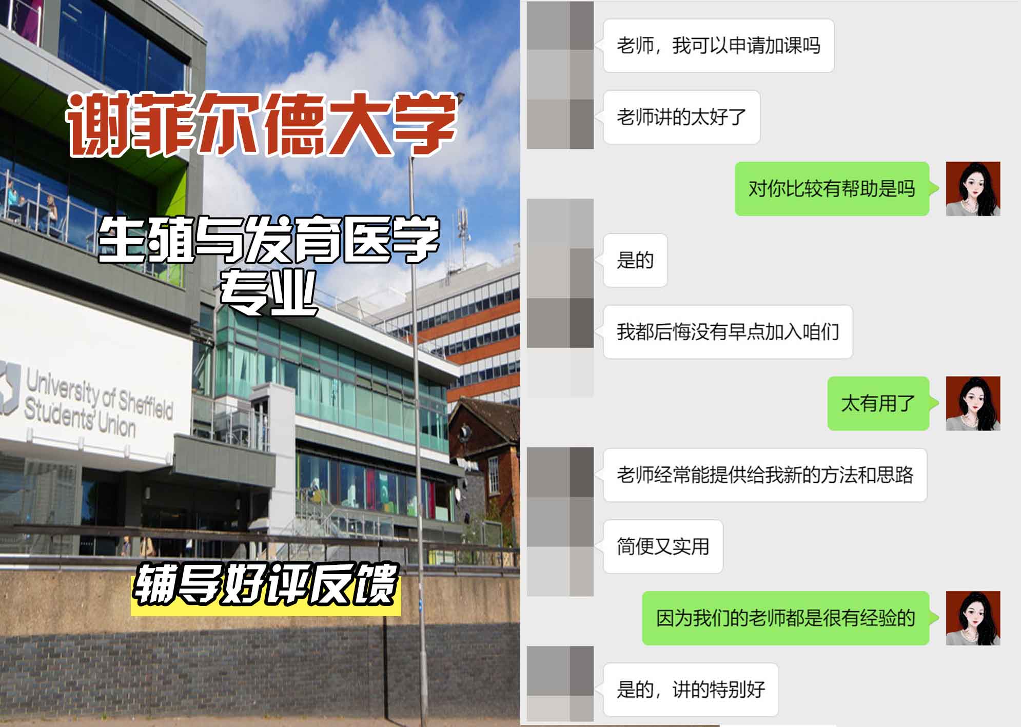 谢菲尔德大学谢大生殖与发育医学辅导好评反馈