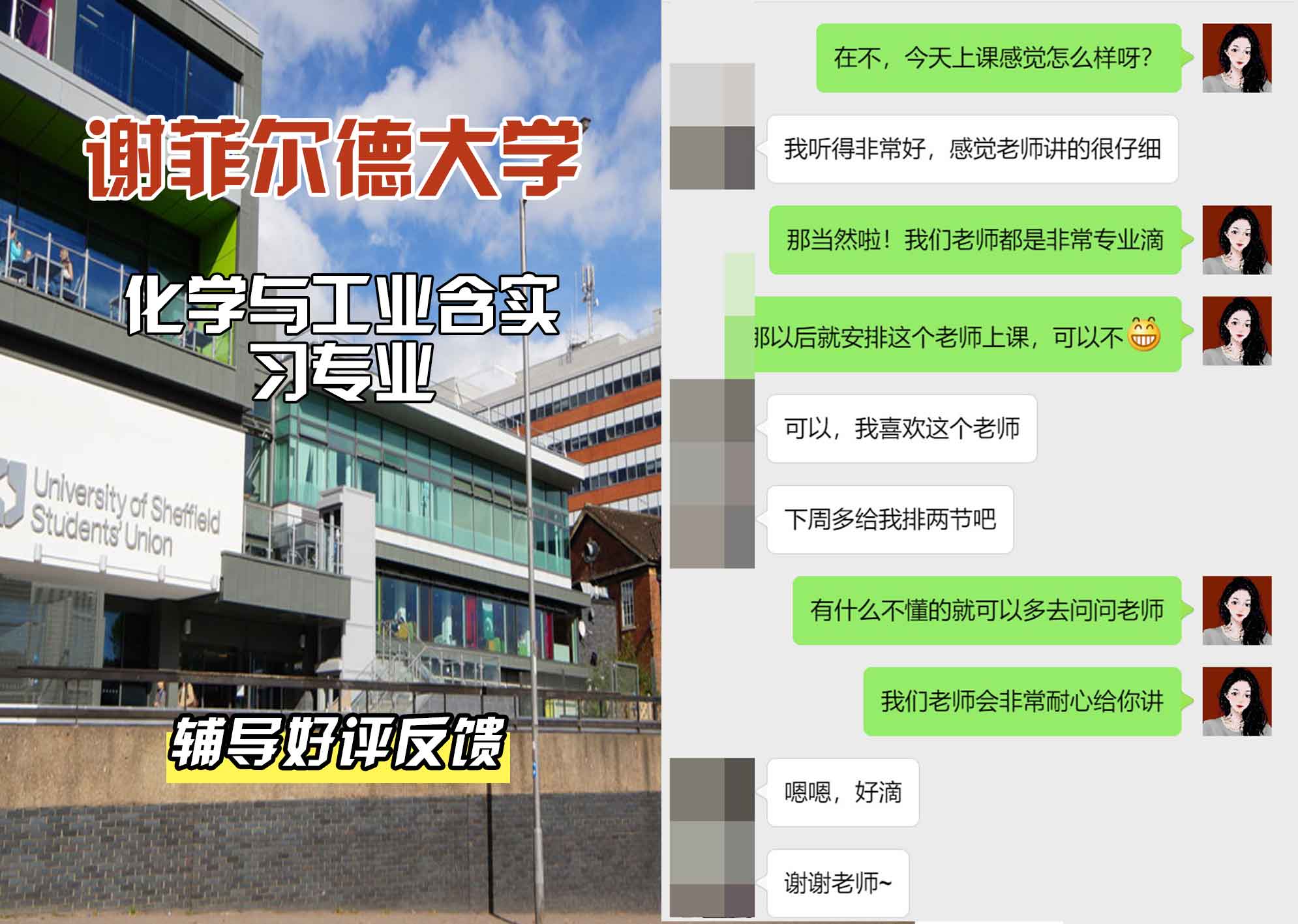 谢菲尔德大学谢大化学与工业含实习辅导好评反馈