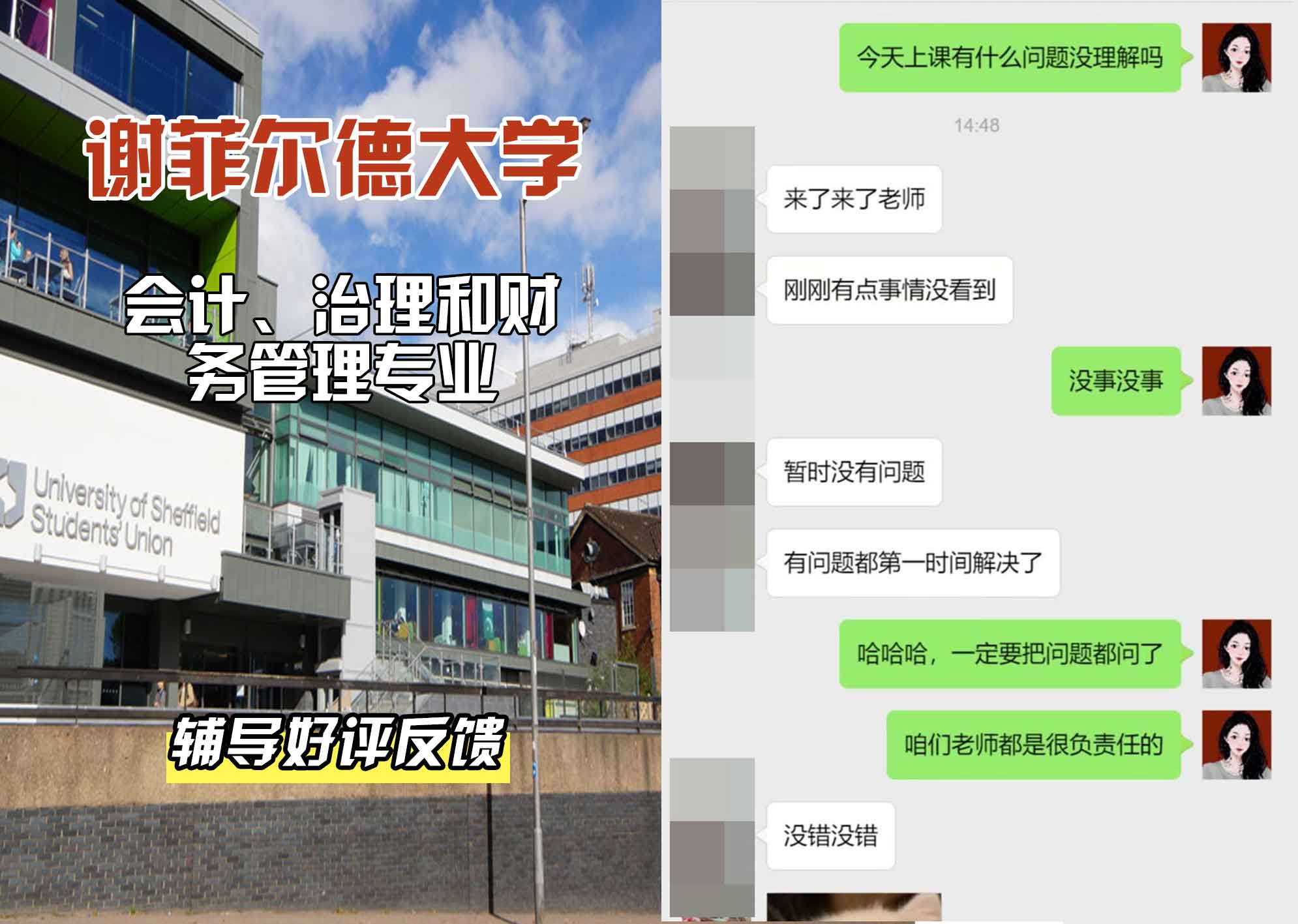 谢菲尔德大学谢大会计、治理和财务管理辅导好评反馈