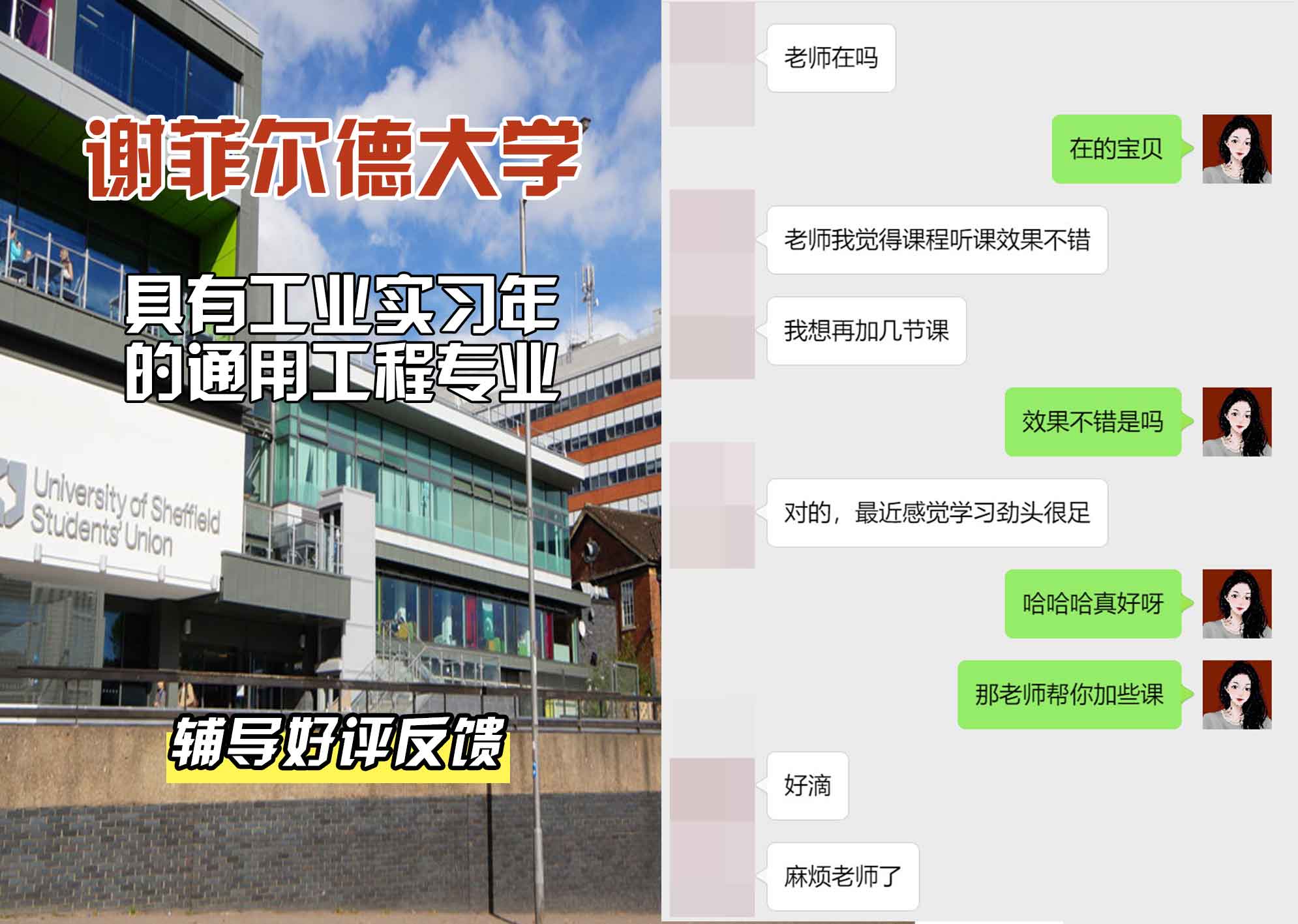 谢菲尔德大学谢大具有工业实习年的通用工程辅导好评反馈