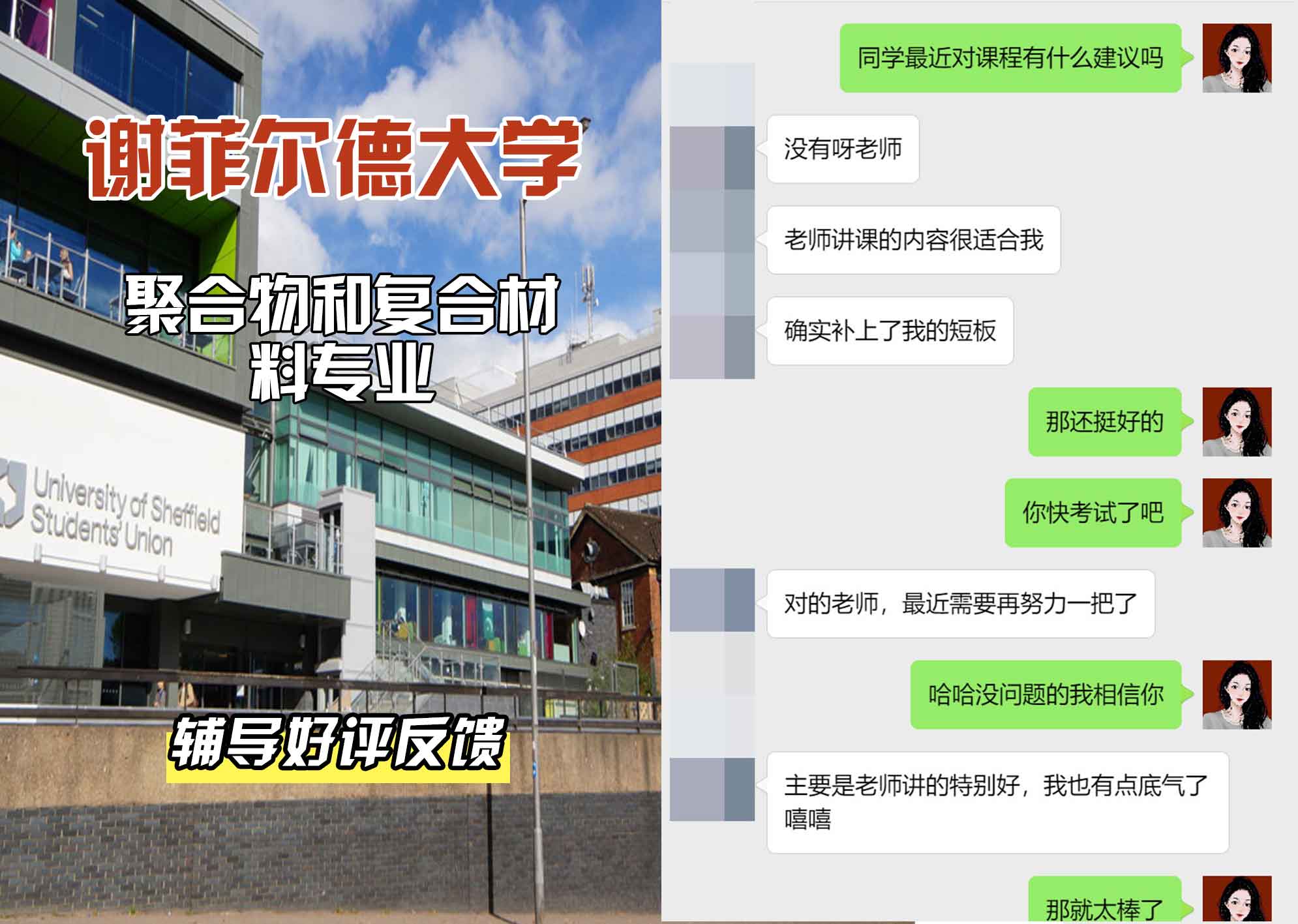 谢菲尔德大学谢大聚合物和复合材料辅导好评反馈