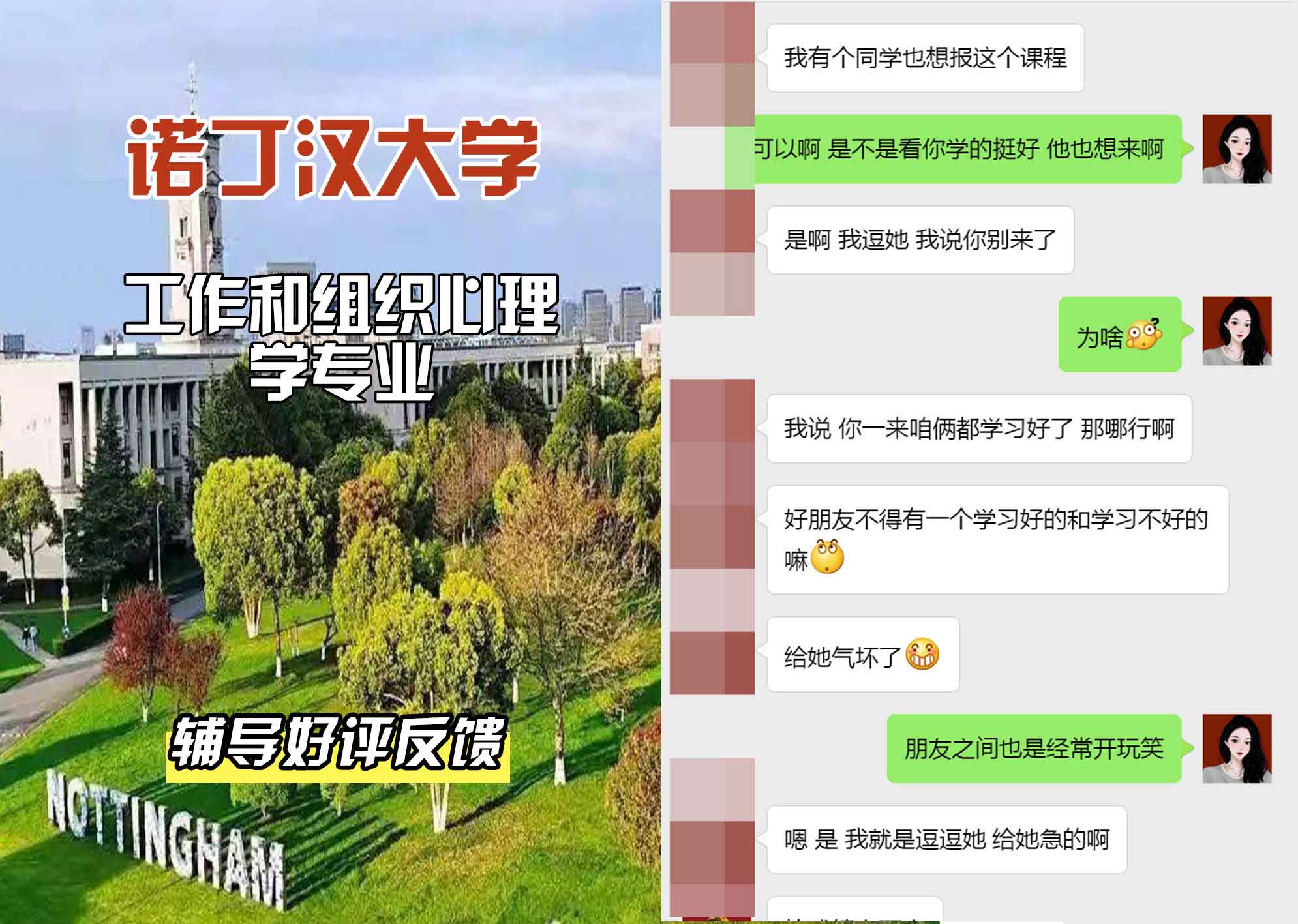 诺丁汉大学诺大工作和组织心理学辅导好评反馈