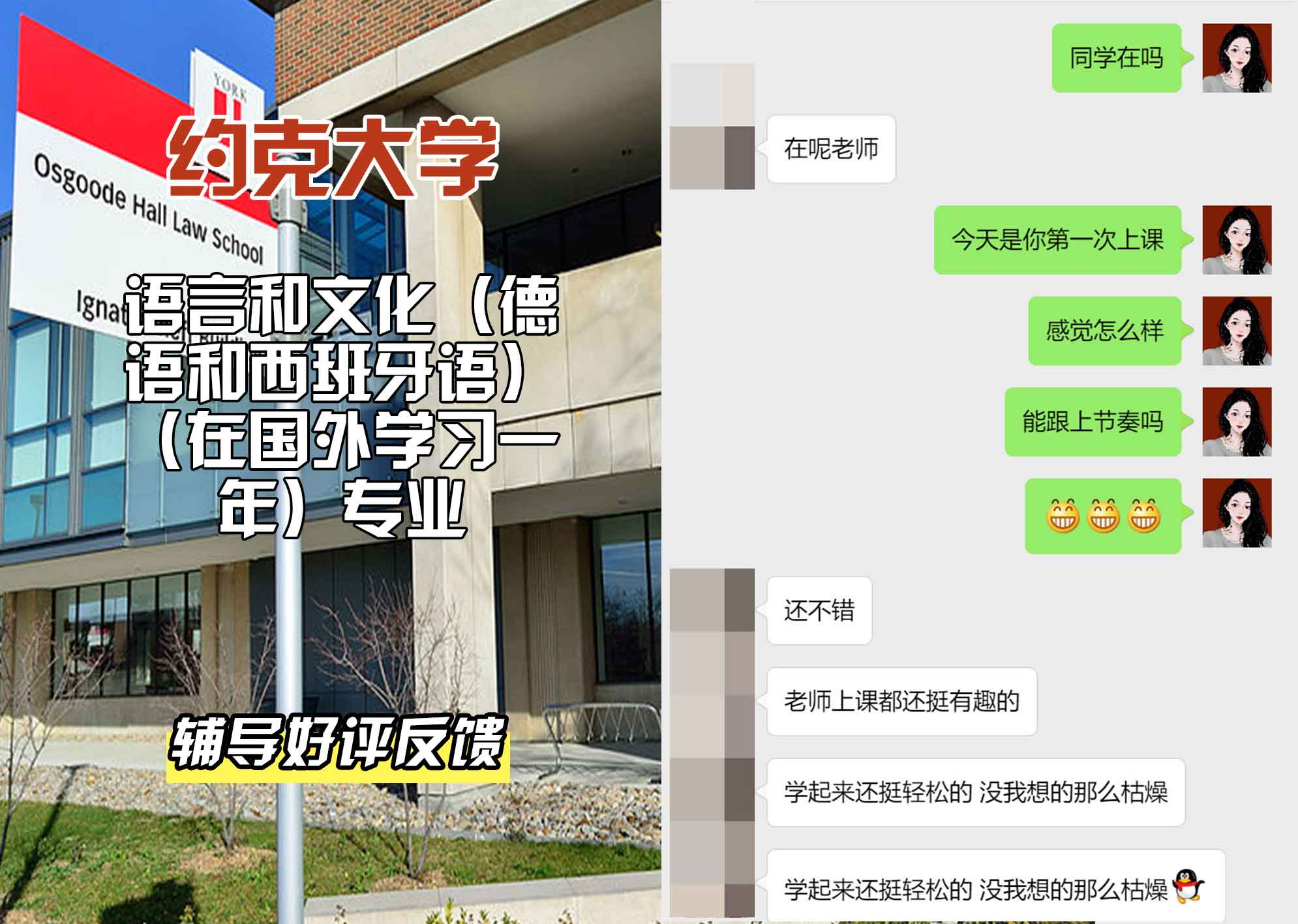 约克大学UOY语言和文化（德语和西班牙语）（在国外学习一年）辅导好评反馈