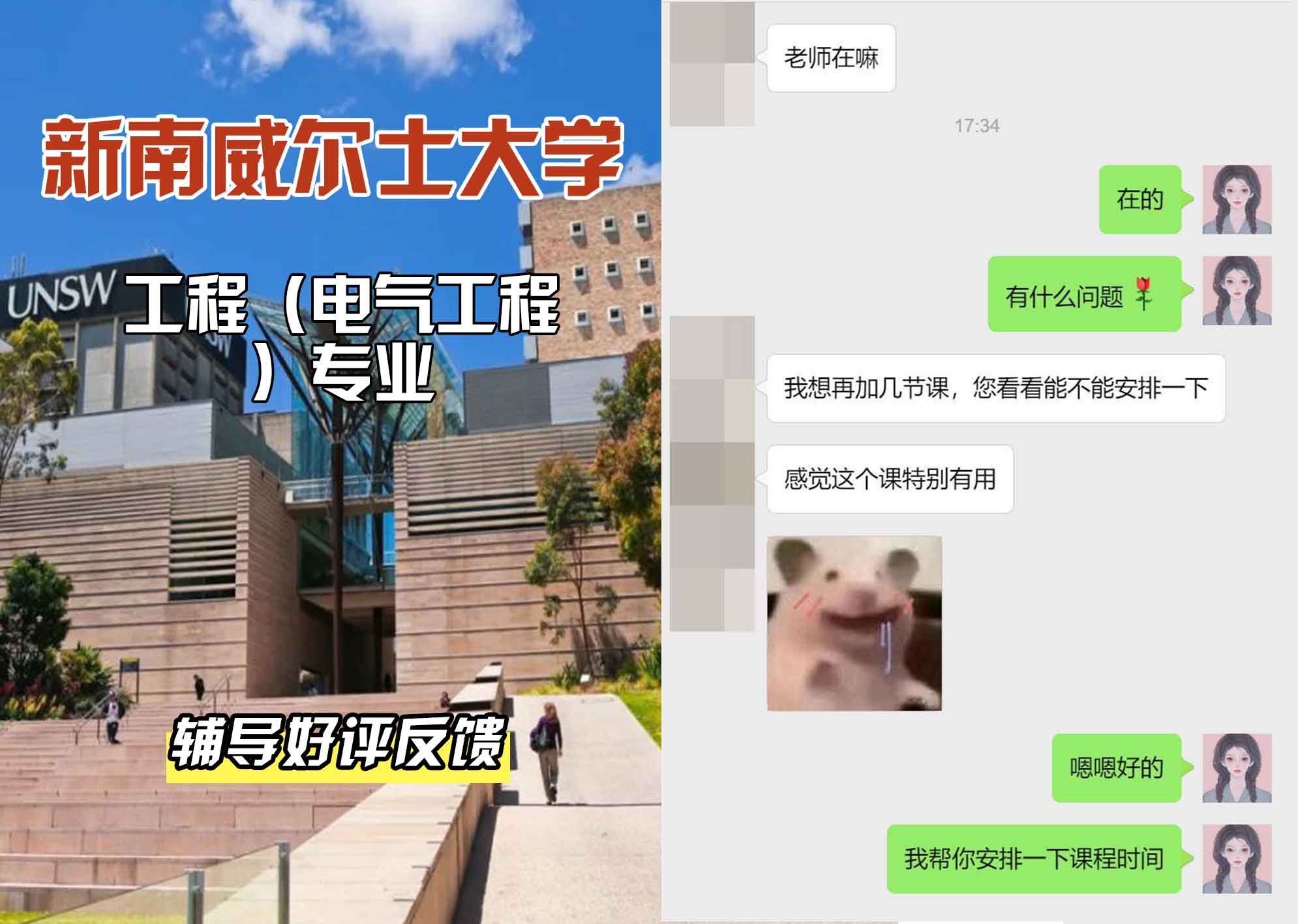 新南威尔士大学UNSW工程（电气工程）辅导好评反馈