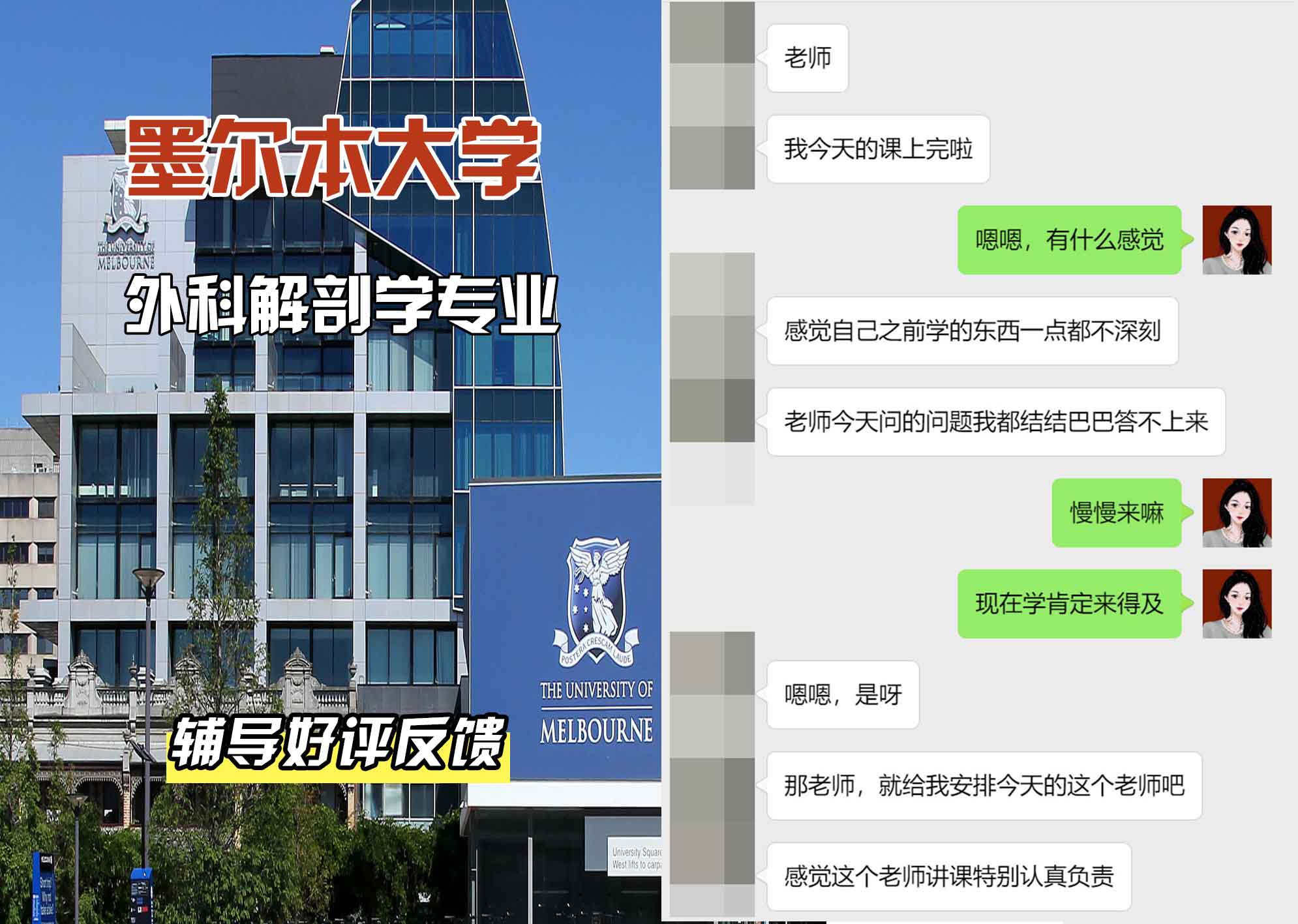 墨尔本大学墨大外科解剖学辅导好评反馈