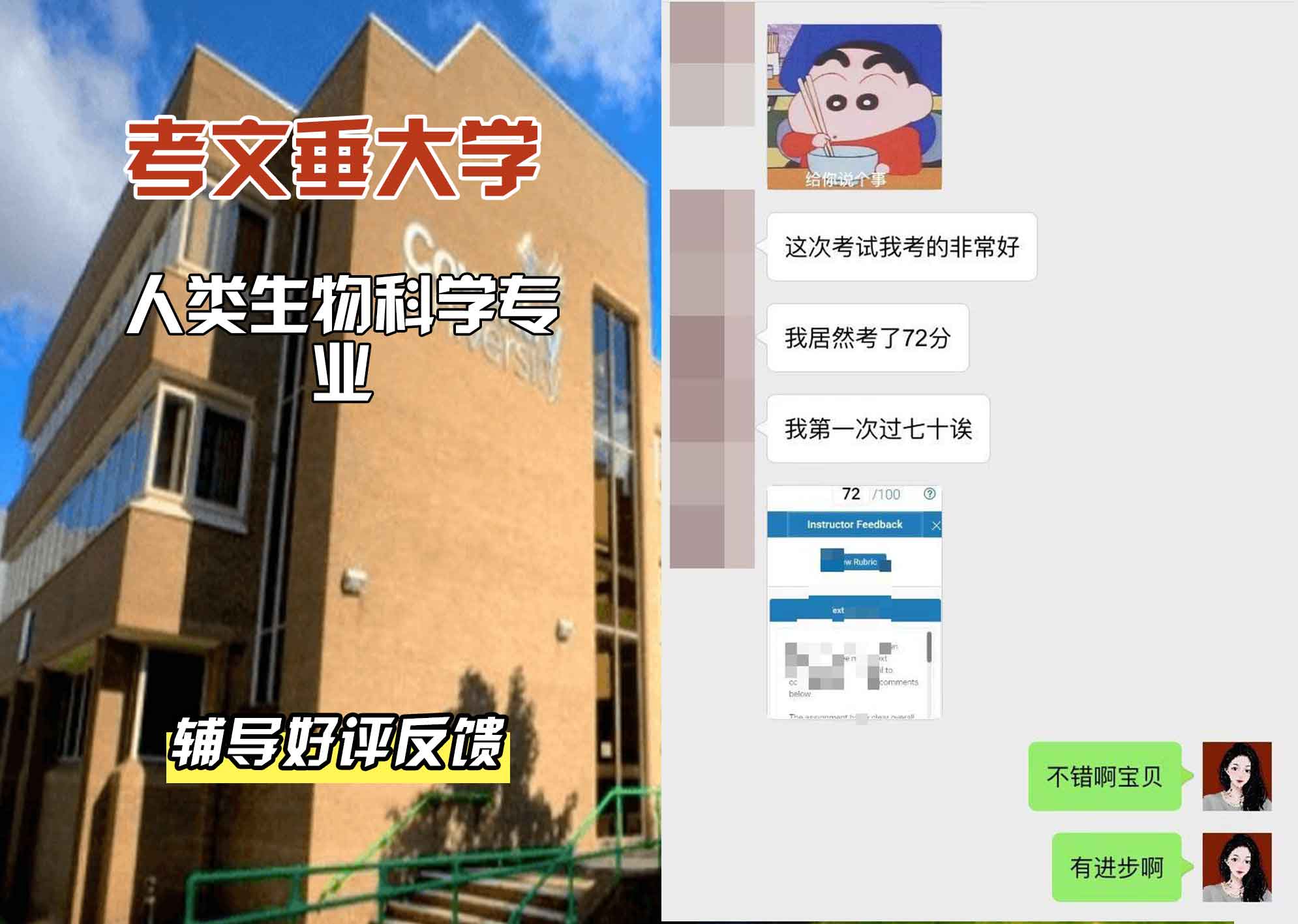 CU考文垂大学人类生物科学辅导好评反馈
