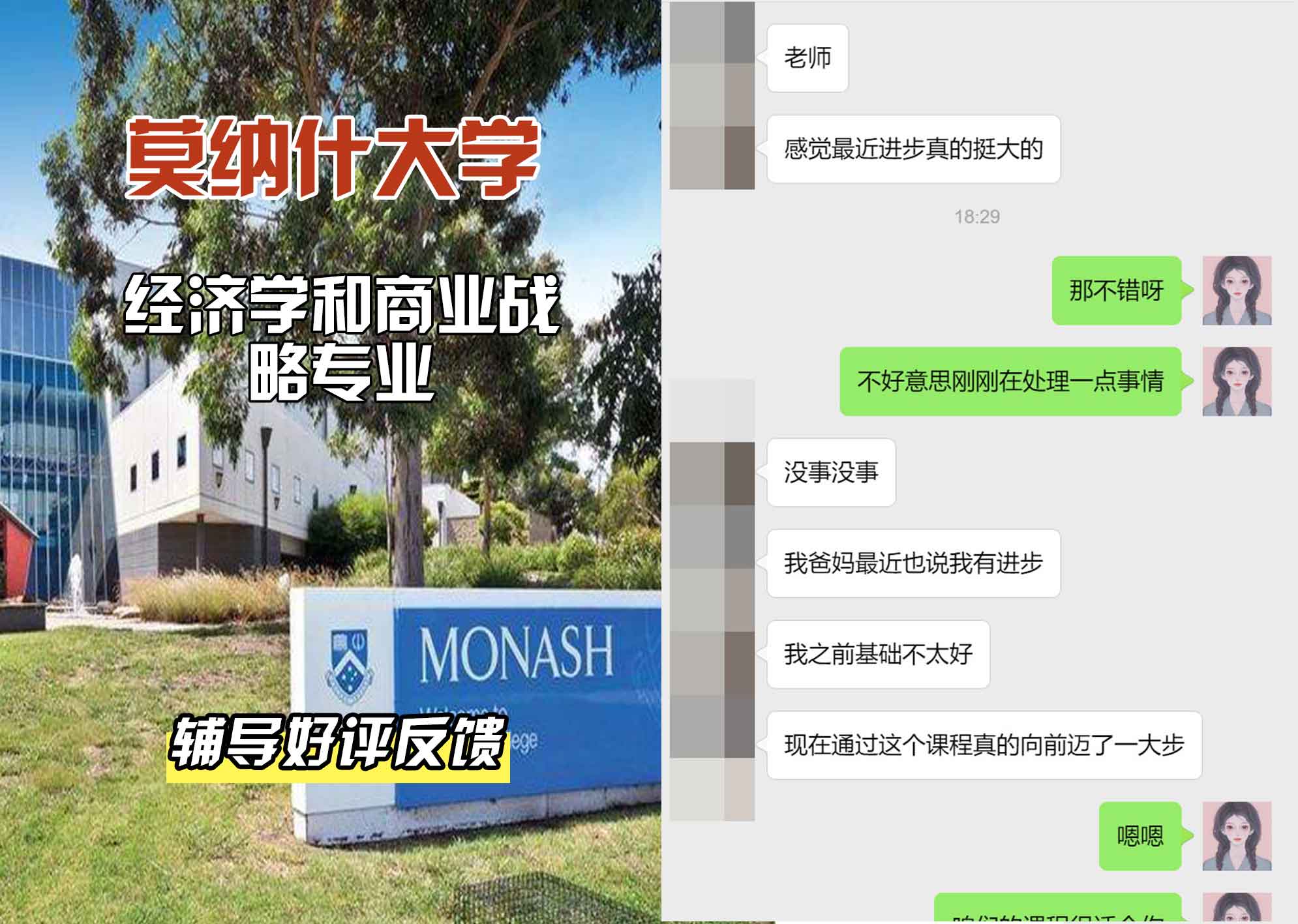 莫纳什大学Monash经济学和商业战略辅导好评反馈