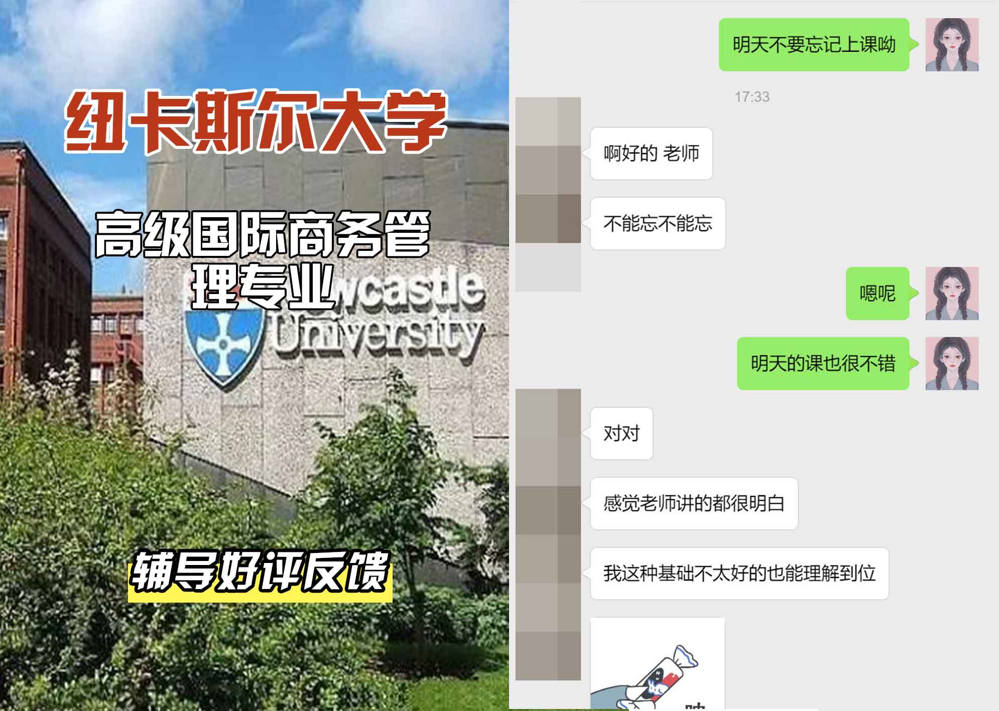 纽卡斯尔大学纽大高级国际商务管理辅导好评反馈