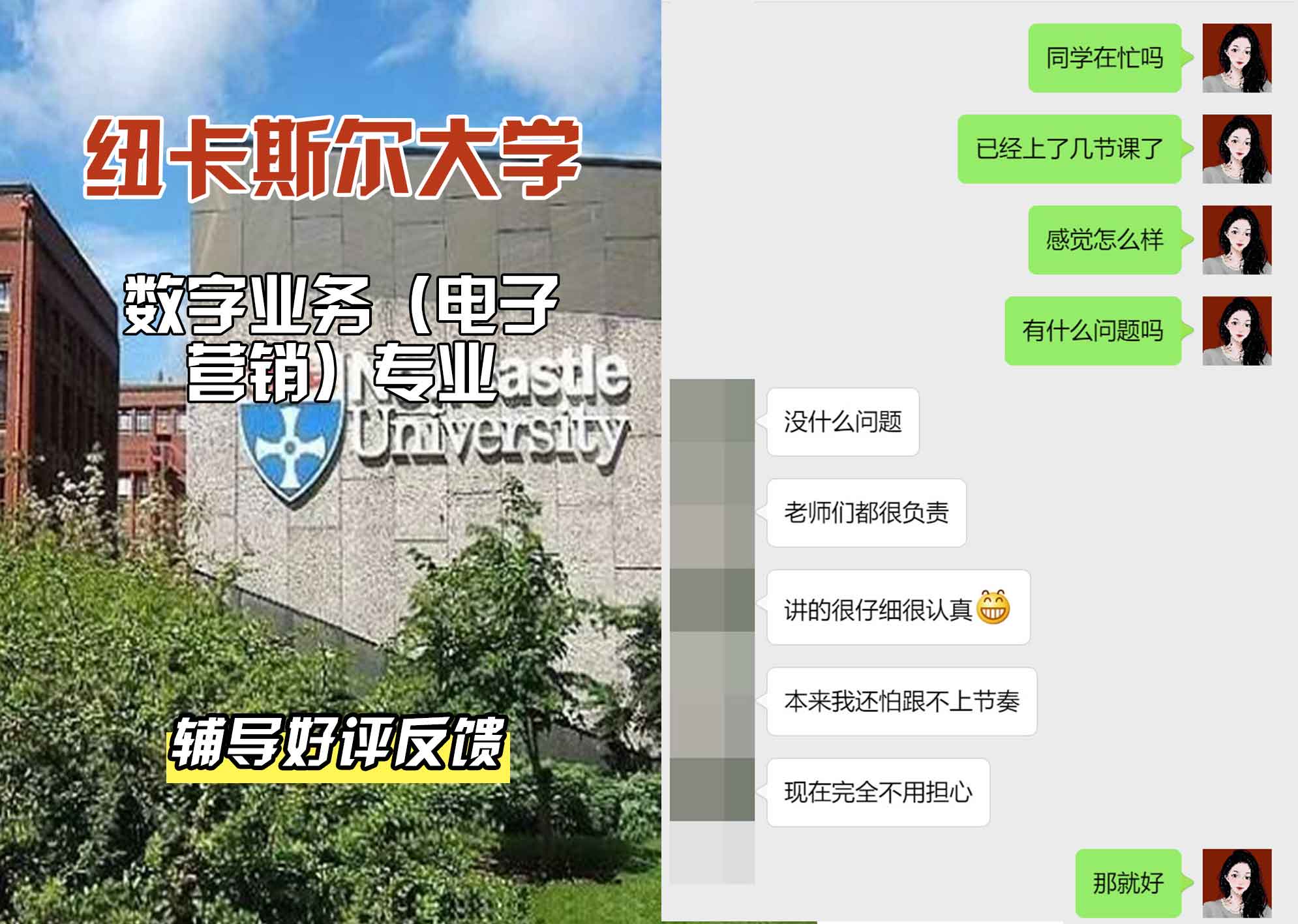 纽卡斯尔大学纽大数字业务（电子营销）辅导好评反馈