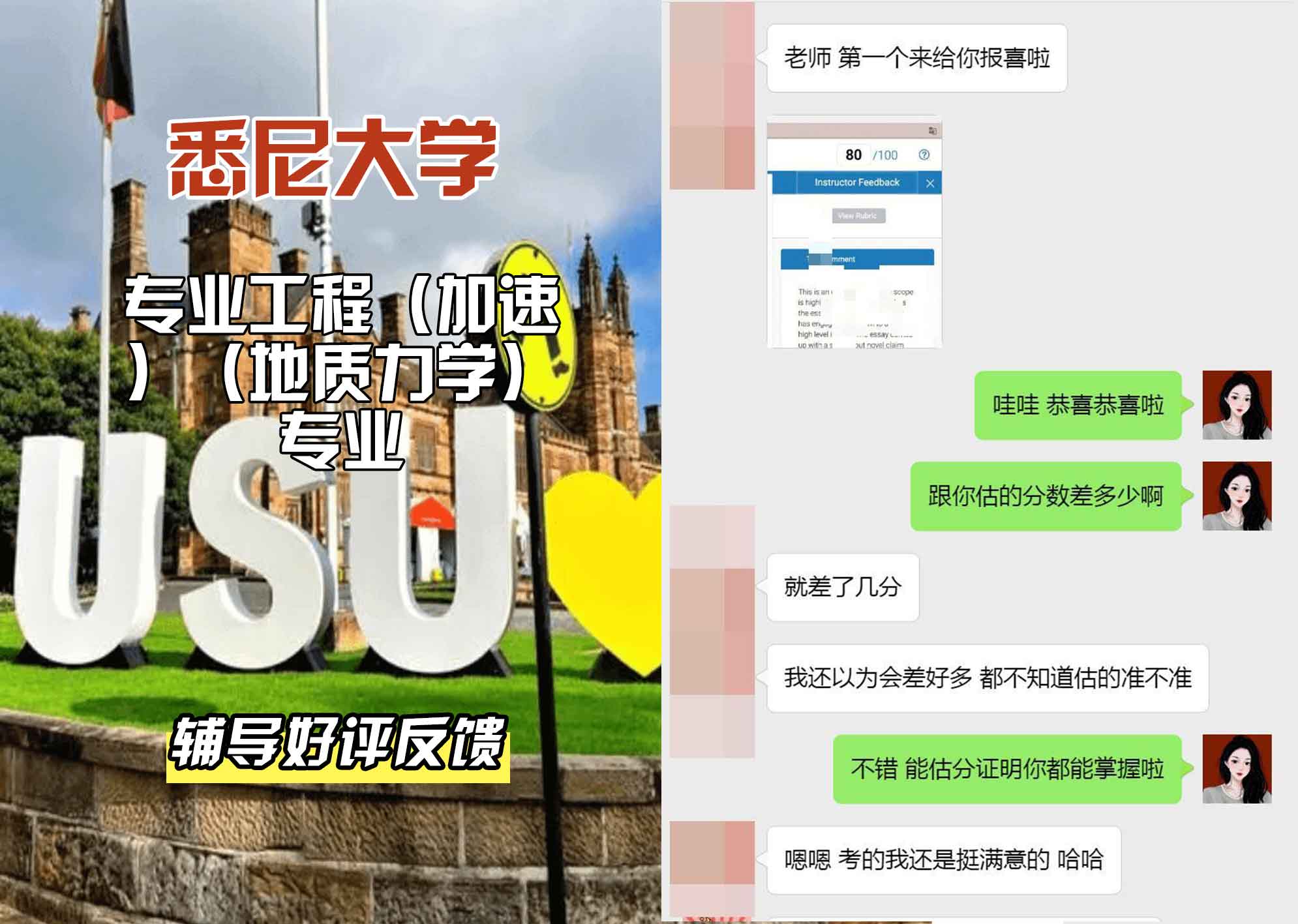 悉尼大学USYD专业工程（加速）（地质力学）辅导好评反馈