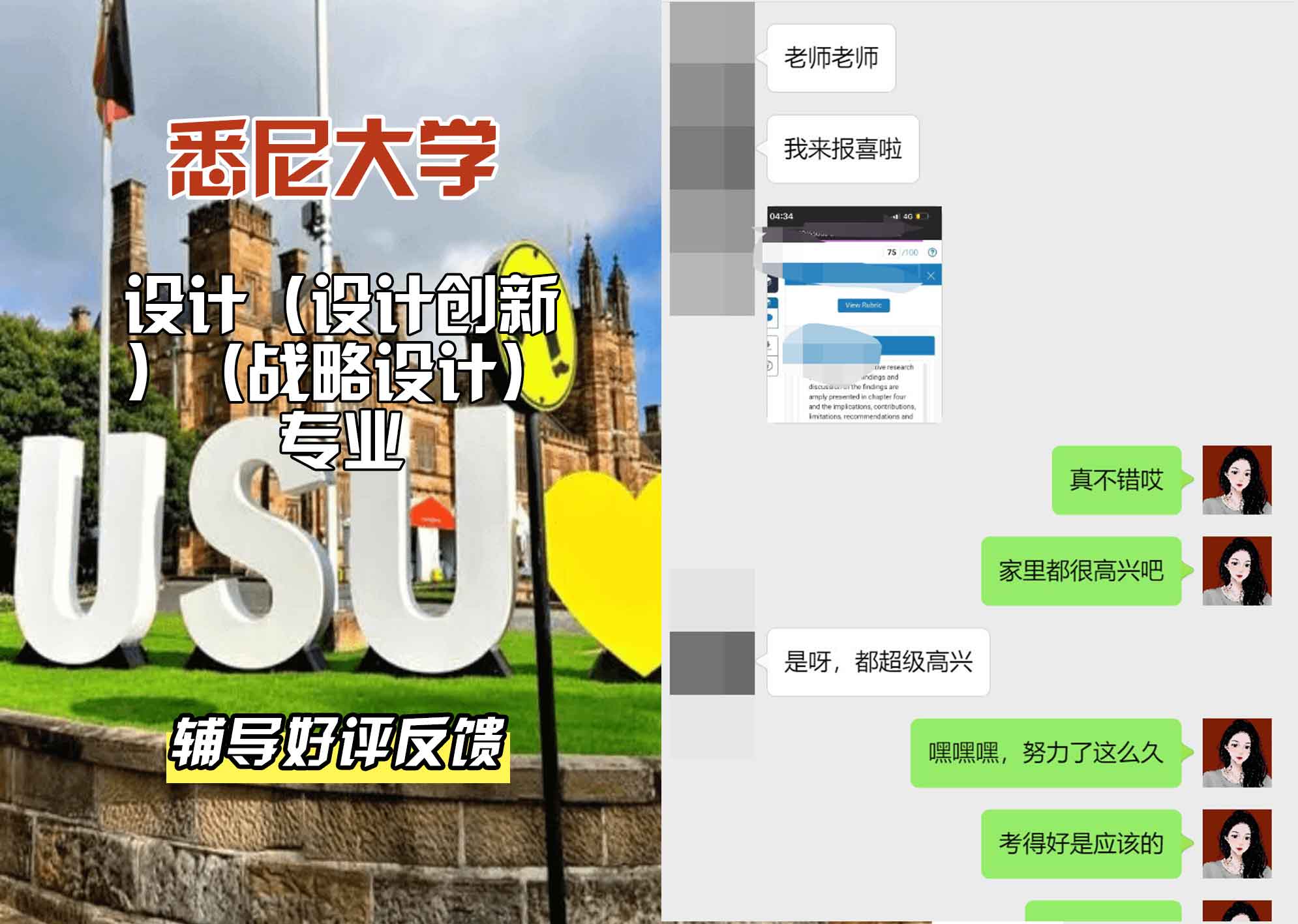 悉尼大学USYD设计（设计创新）（战略设计）辅导好评反馈