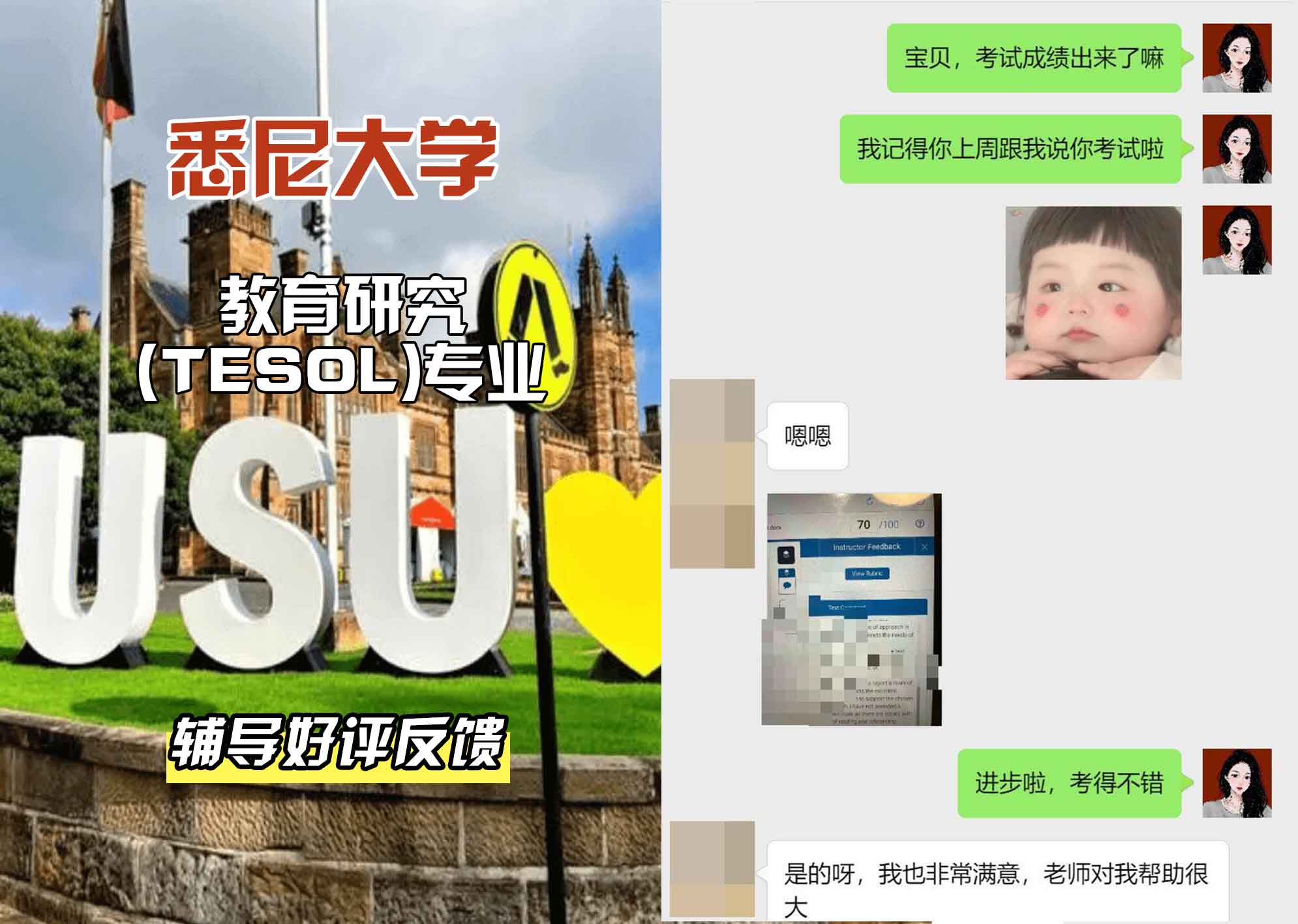 悉尼大学USYD教育研究(TESOL)辅导好评反馈