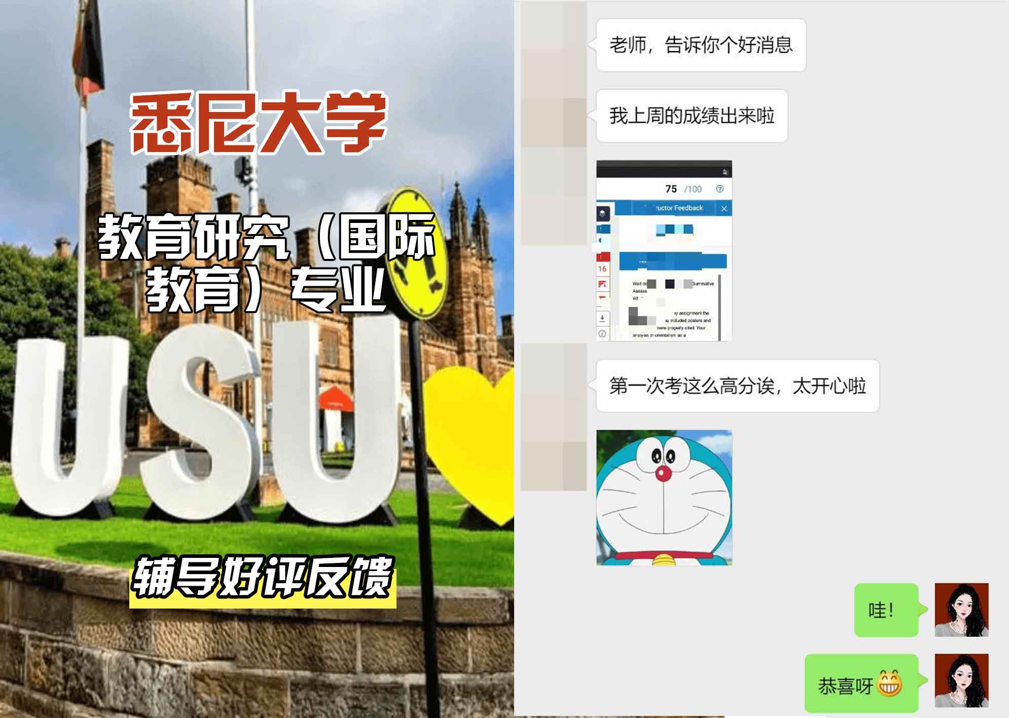 悉尼大学USYD教育研究（国际教育）辅导好评反馈