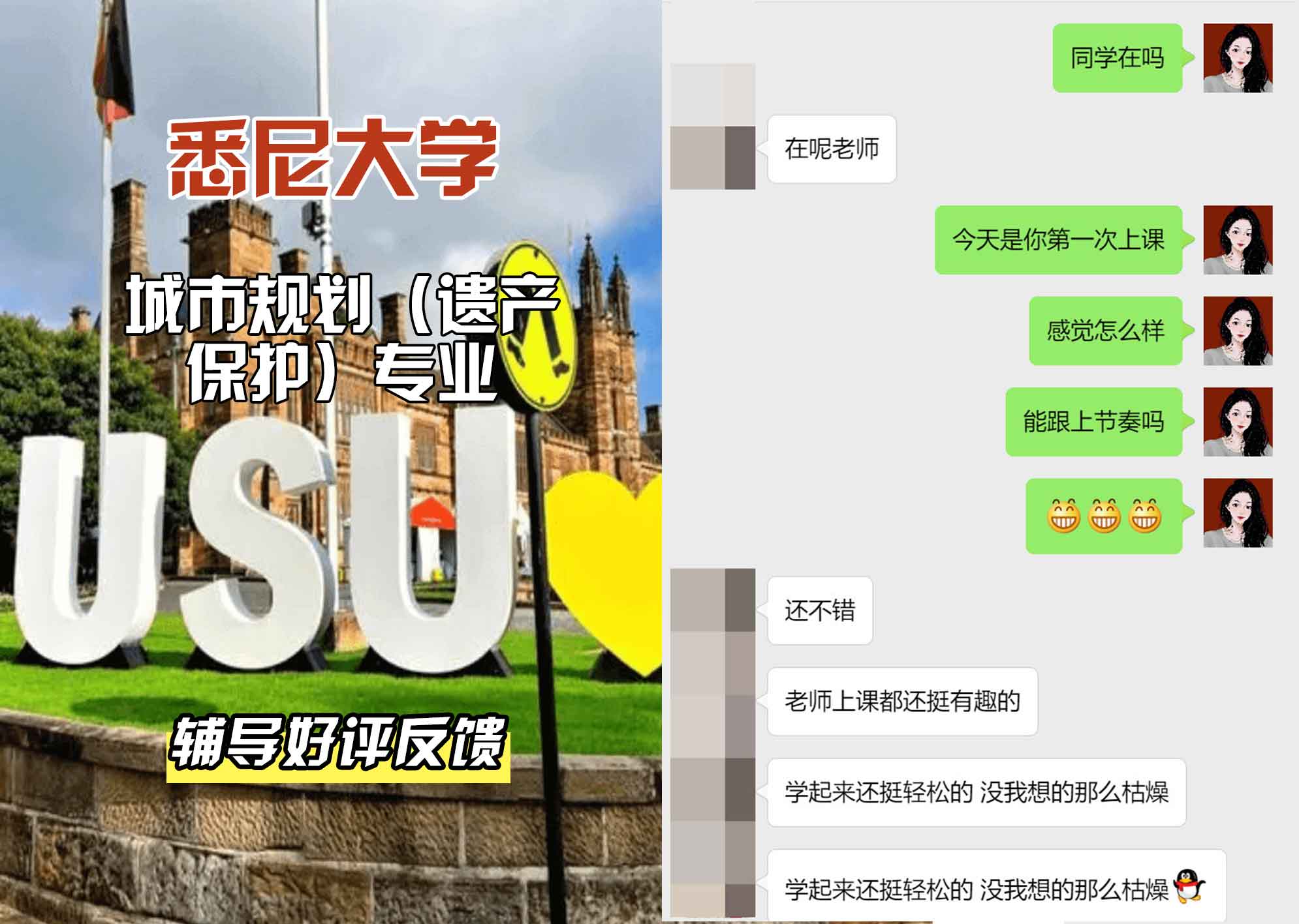 悉尼大学USYD城市规划（遗产保护）辅导好评反馈