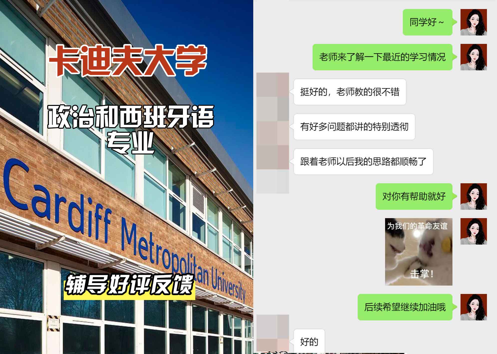 卡迪夫大学cardiff政治和西班牙语辅导好评反馈