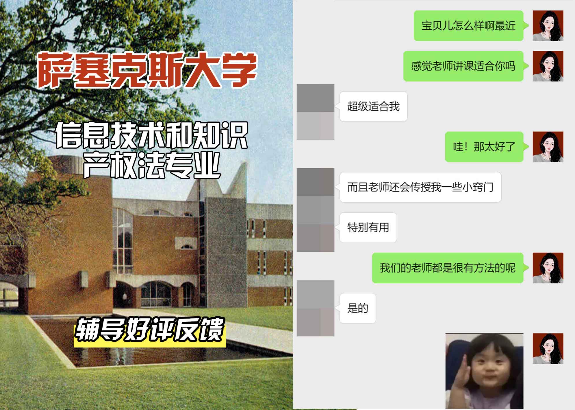 Sussex萨塞克斯大学信息技术和知识产权法辅导好评反馈