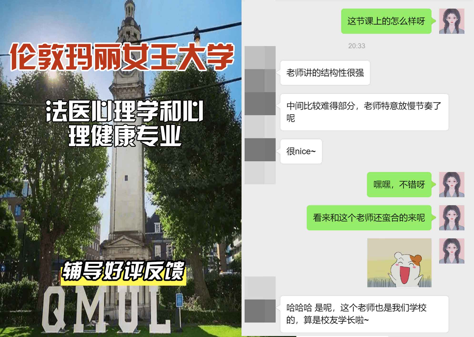 QM女王大学法医心理学和心理健康辅导好评反馈