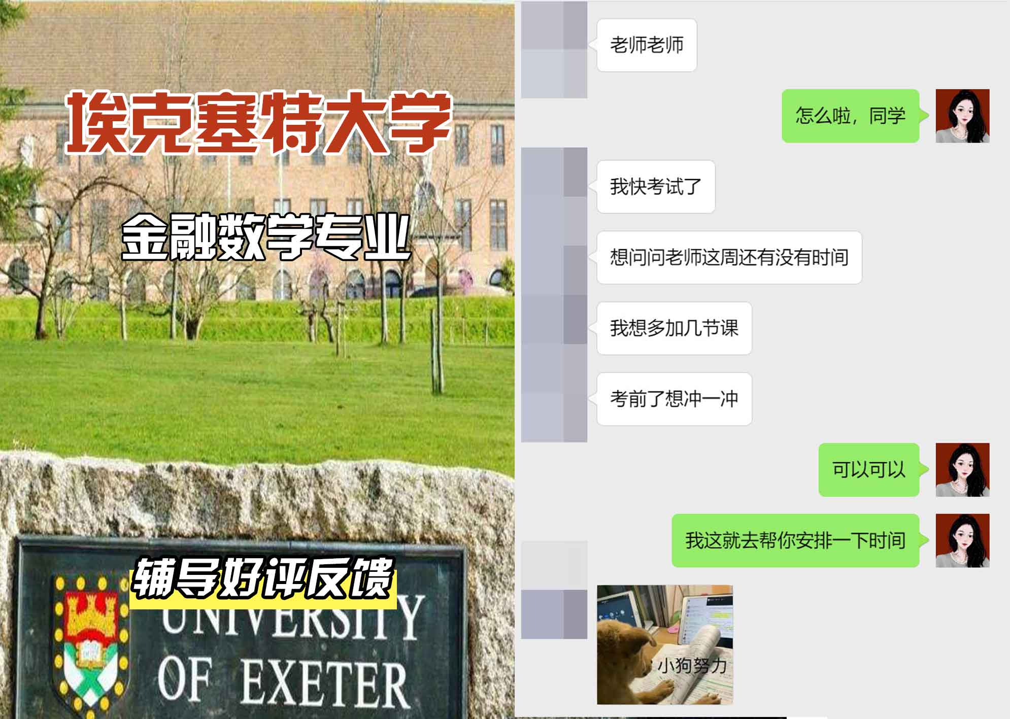 埃大埃克塞特大学金融数学辅导好评反馈