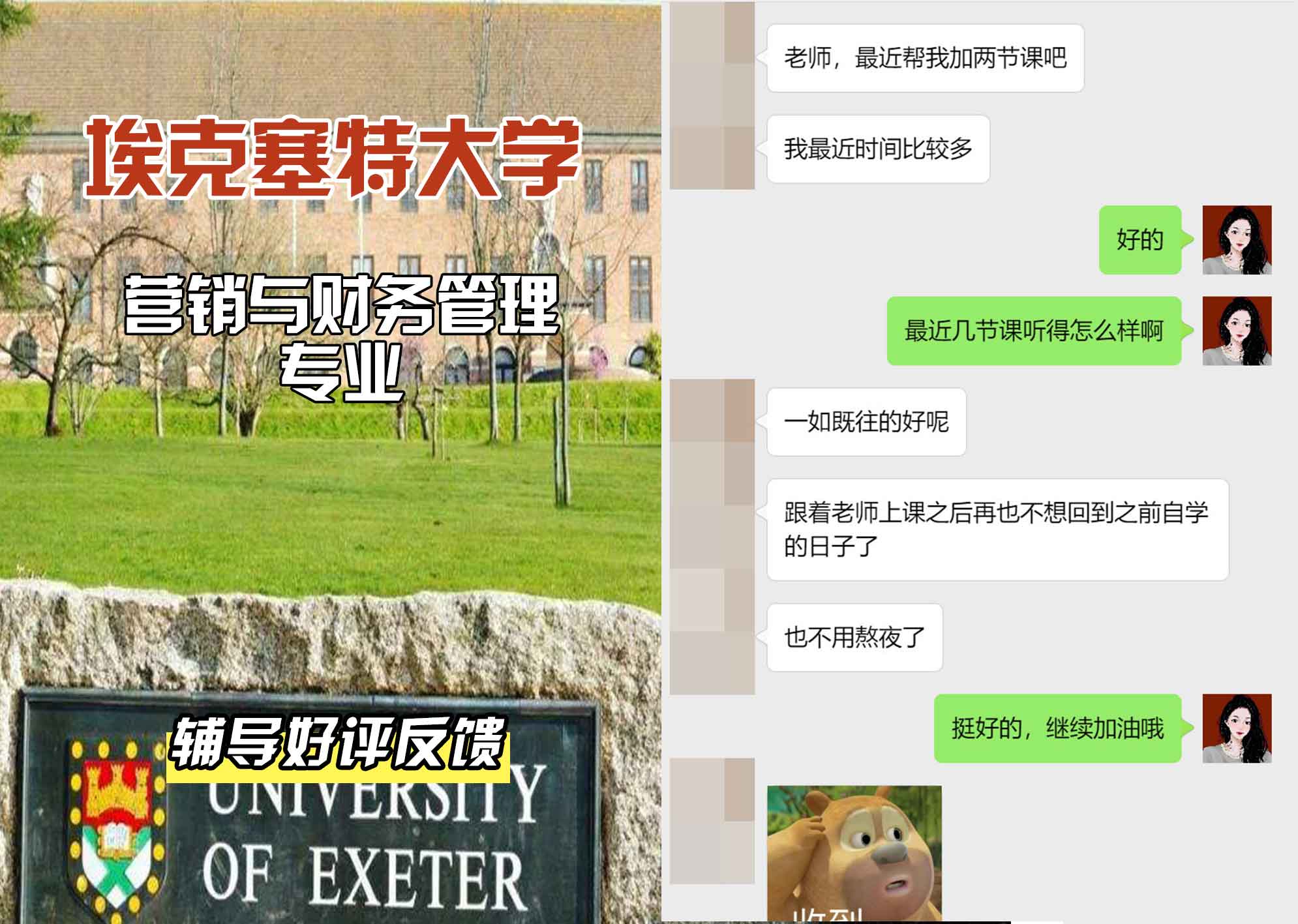 埃大埃克塞特大学市场营销和财务管理辅导好评反馈