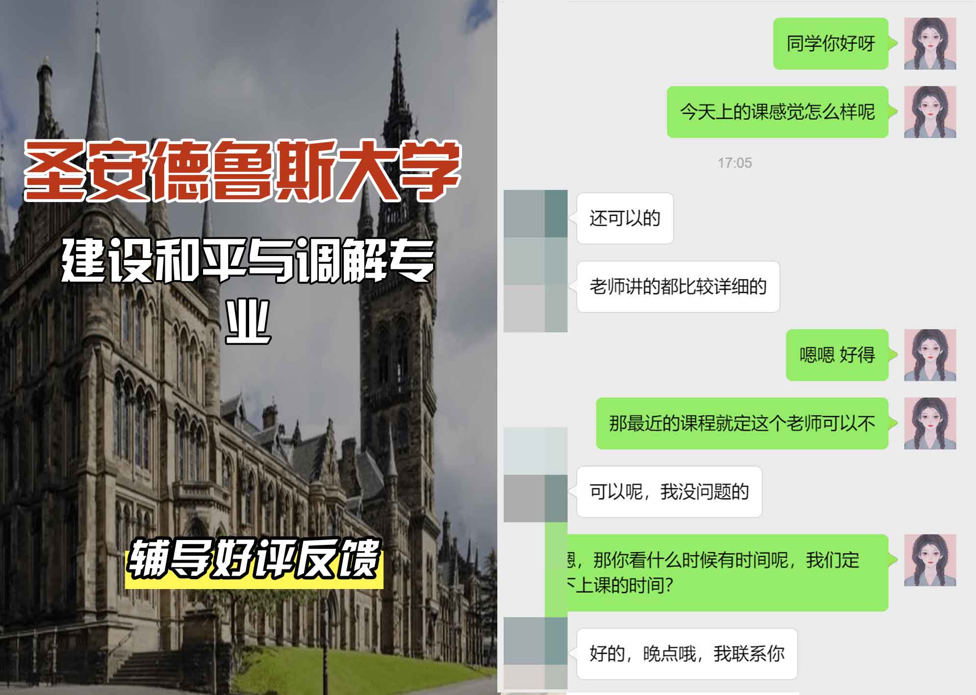 圣安圣安德鲁斯大学建设和平与调解辅导好评反馈