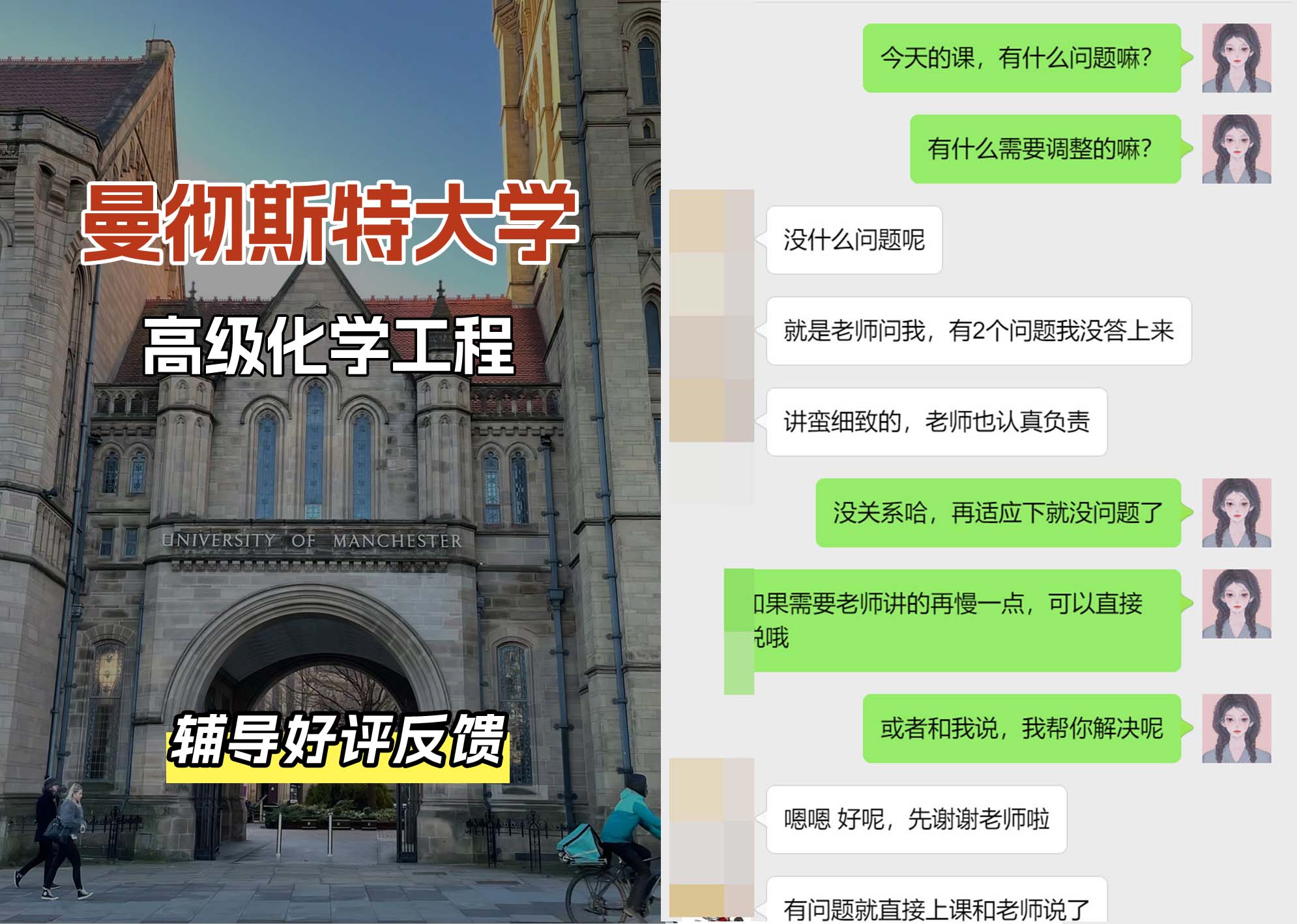曼彻斯特大学曼大高级化学工程辅导好评反馈
