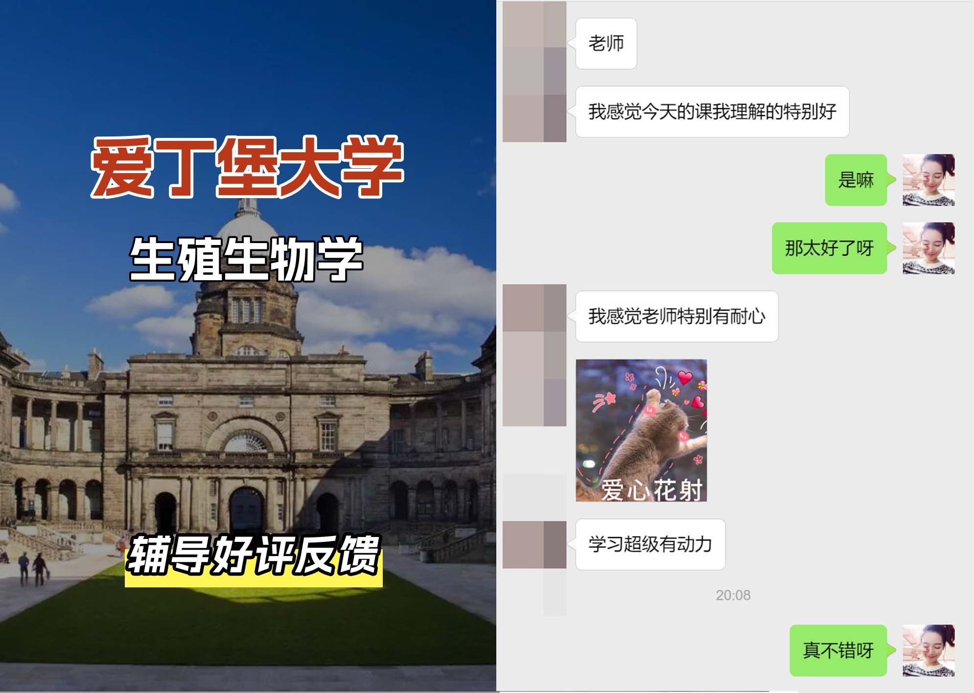 爱丁堡大学爱大生殖生物学辅导好评反馈