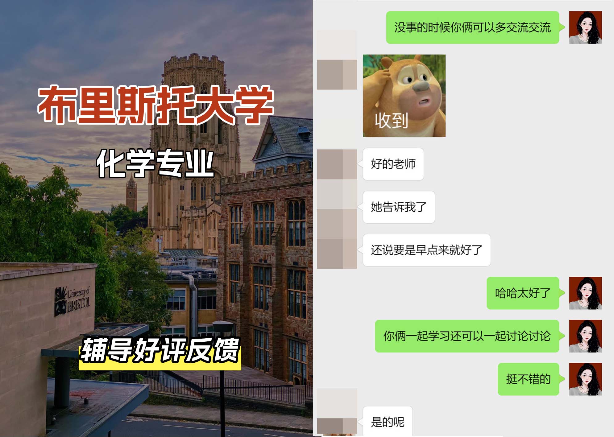 　布里斯托大学布大化学专业辅导好评反馈