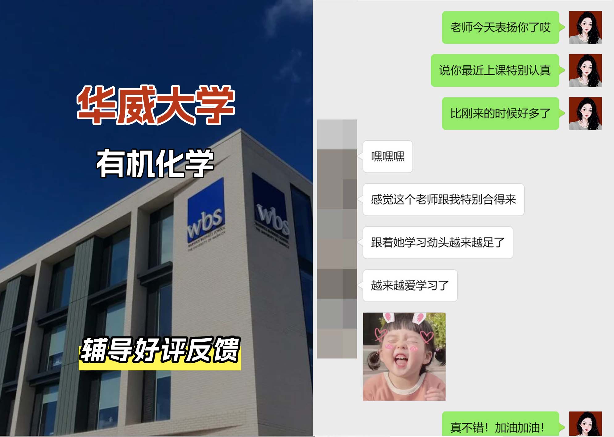 华威大学华威有机化学辅导好评反馈