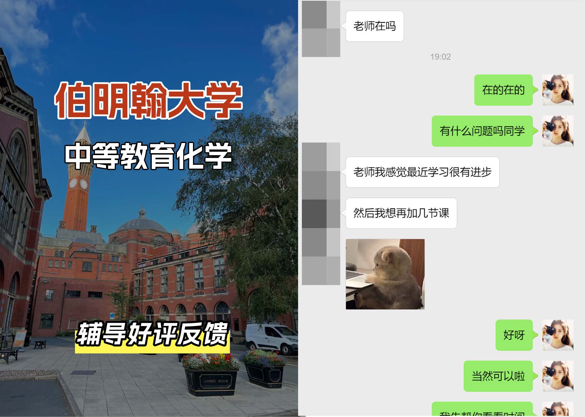 伯明翰大学伯大中等教育化学辅导好评反馈