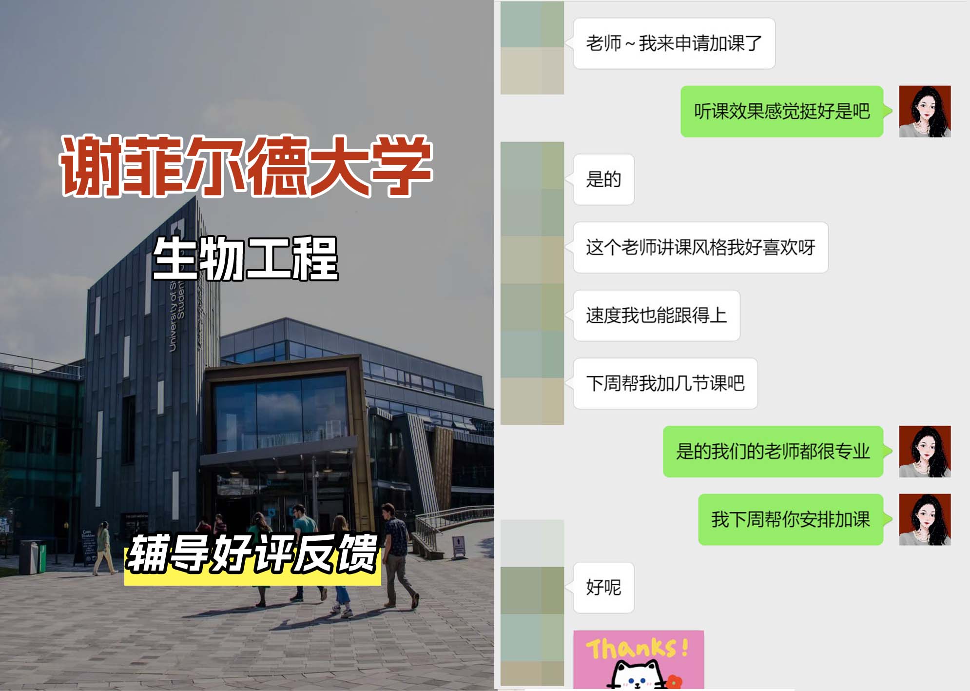 谢菲尔德大学谢大生物工程辅导好评反馈