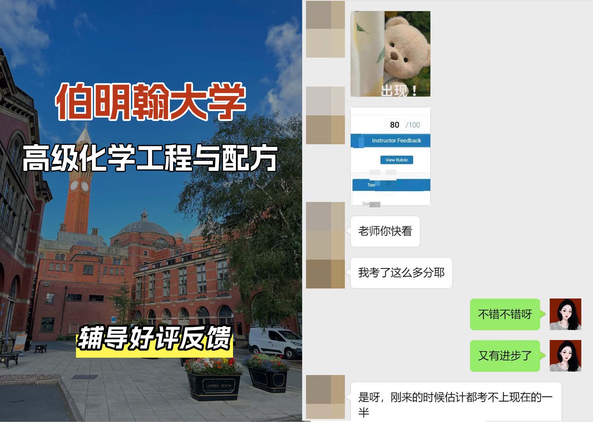 伯明翰大学伯大高级化学工程与配方辅导好评反馈