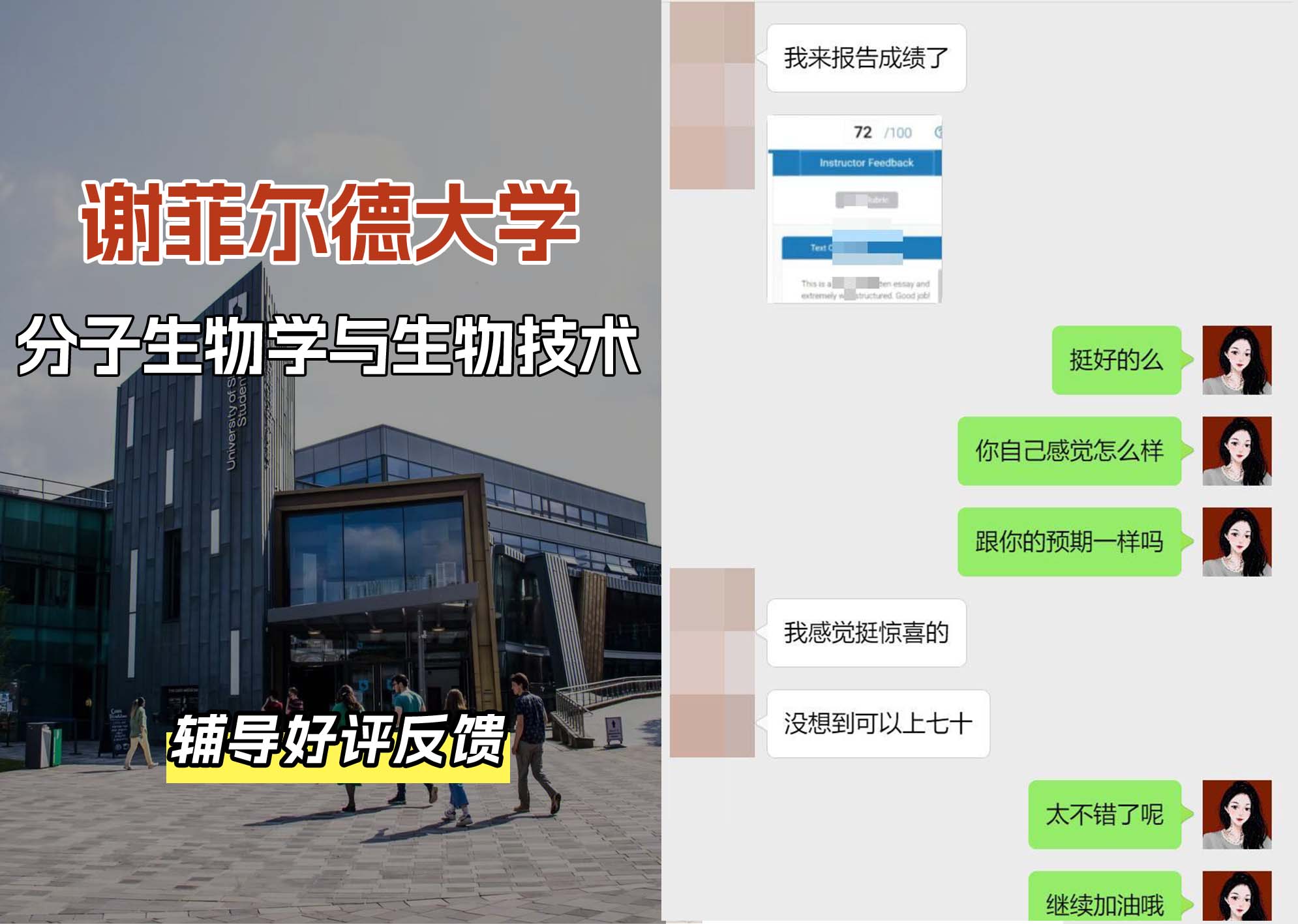 谢菲尔德大学谢大分子生物学与生物技术辅导好评反馈