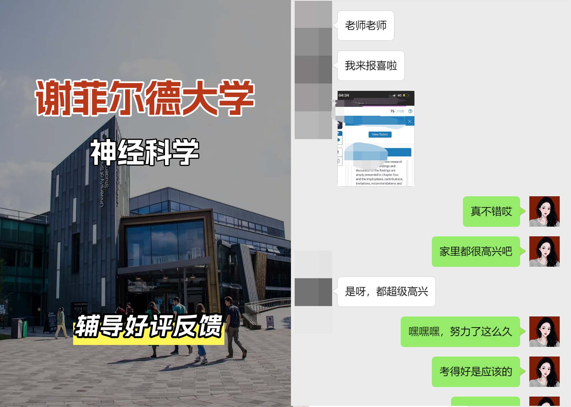 谢菲尔德大学谢大神经科学辅导好评反馈