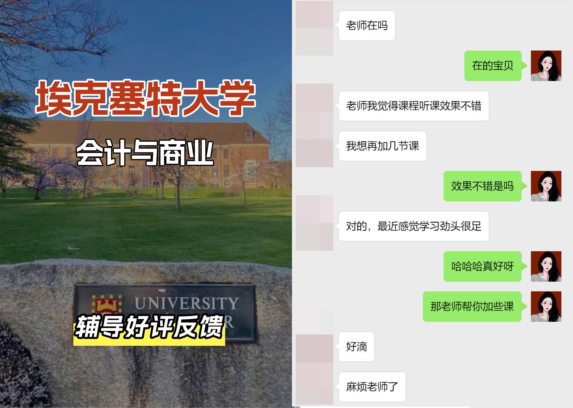 埃大埃克塞特大学会计与商业辅导好评反馈