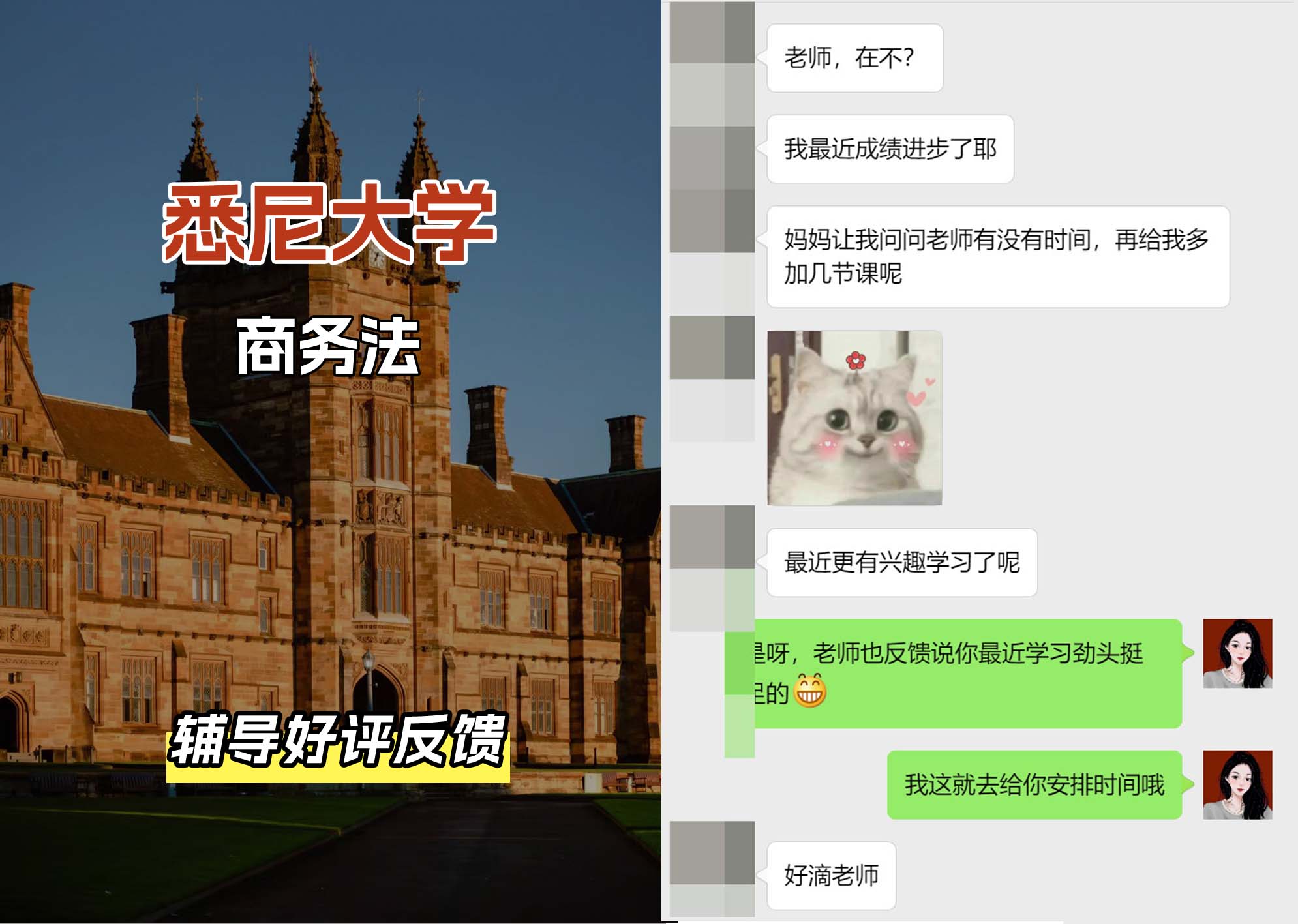 悉尼大学USYD商务法辅导好评反馈