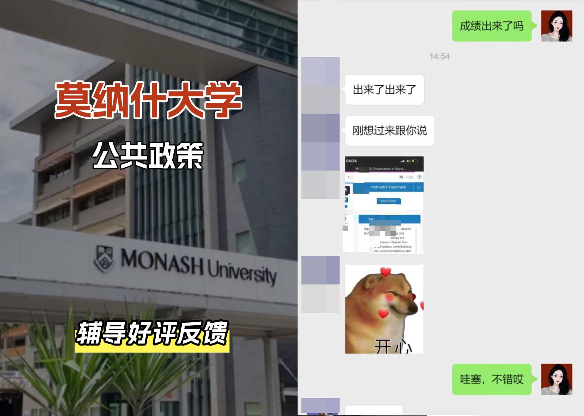 莫纳什大学Monash公共政策辅导好评反馈