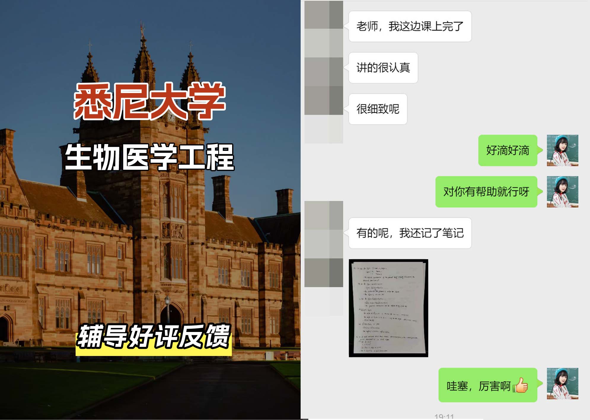 悉尼大学USYD生物医学工程辅导好评反馈