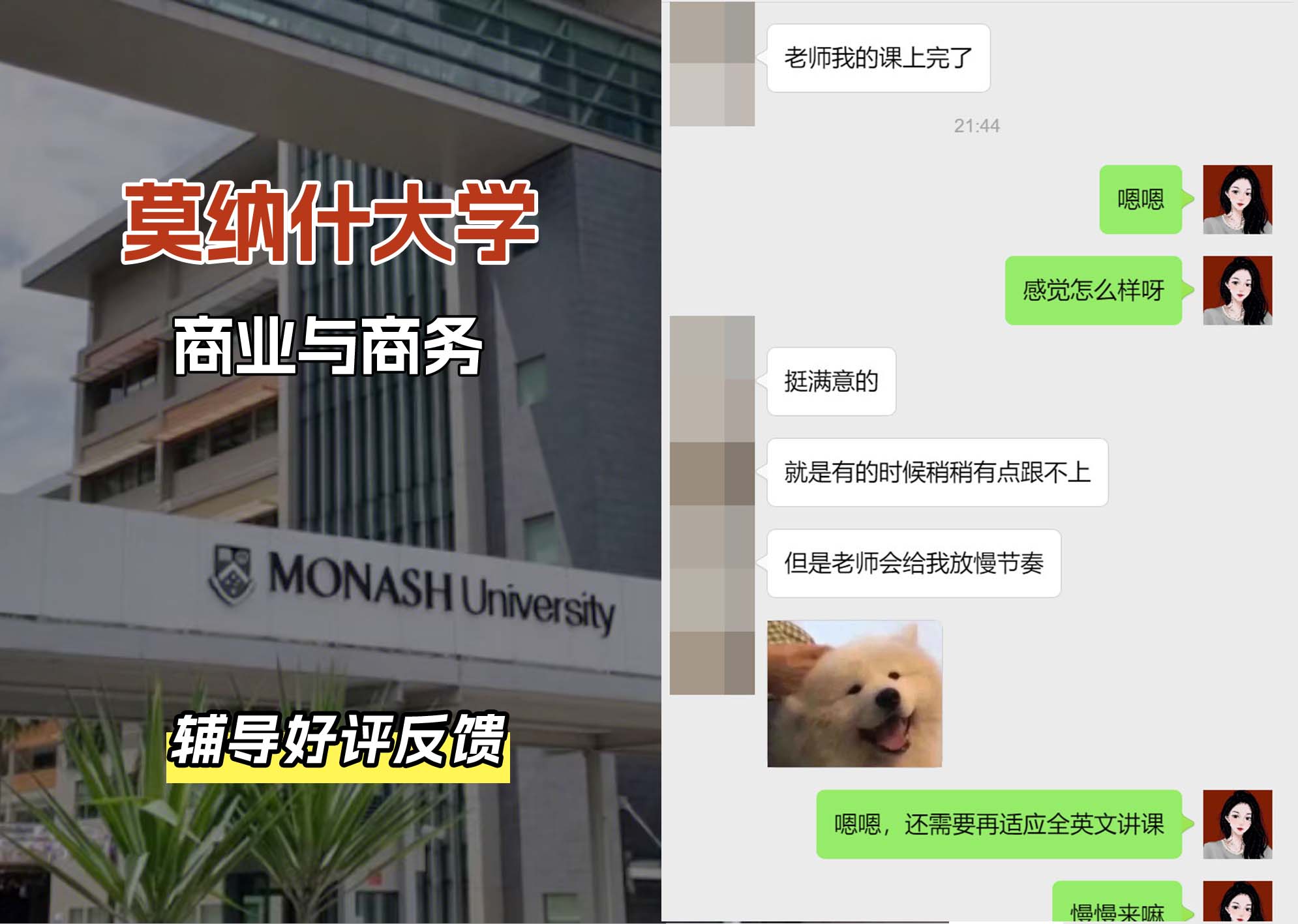 莫纳什大学Monash商业与商务辅导好评反馈